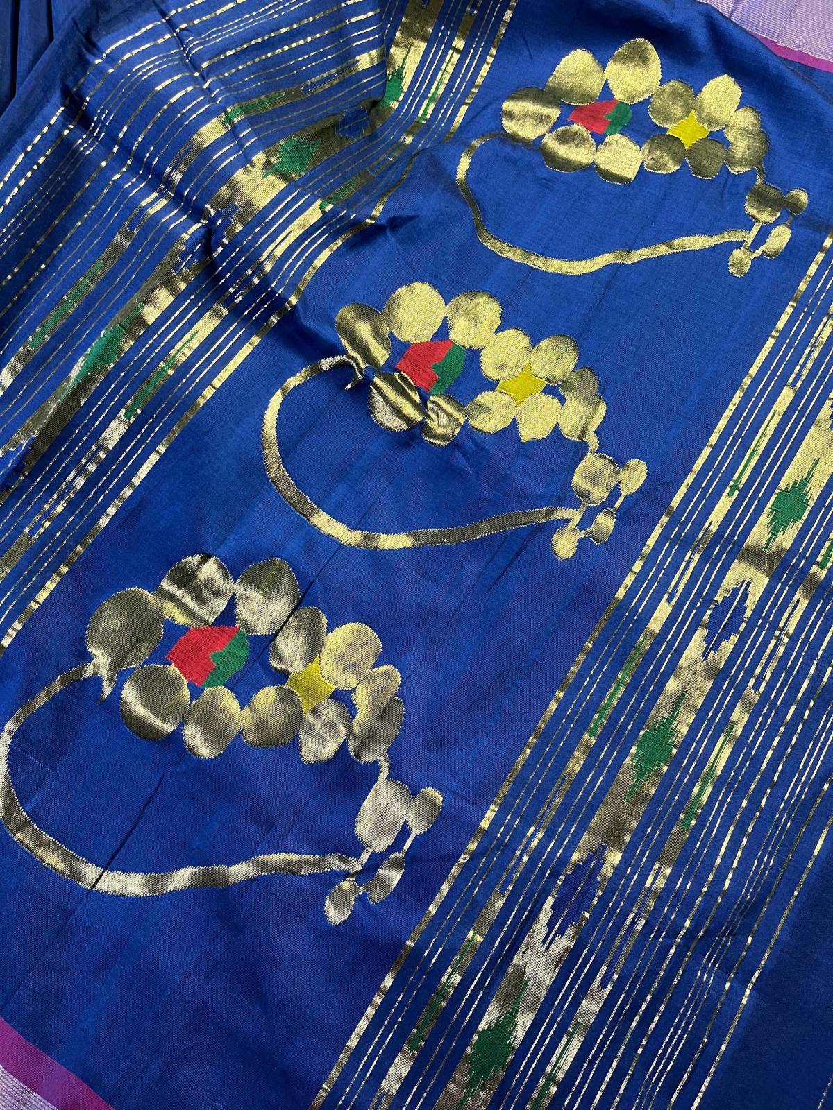 MIDNIGHT BLUE PURE HANDLOOM COTTON PAITHANI SAREE