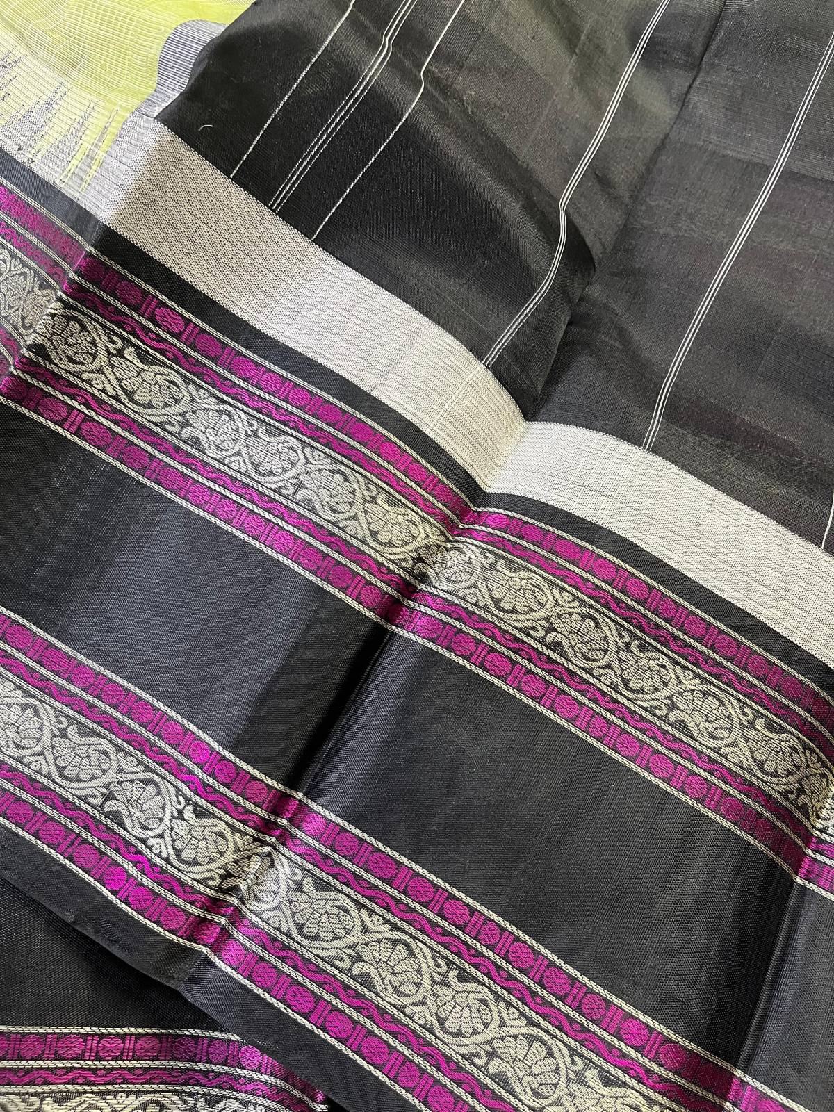 LIGHT PISTA GREEN COTTON PURE HANDLOOM KANJIVARAM SAREE