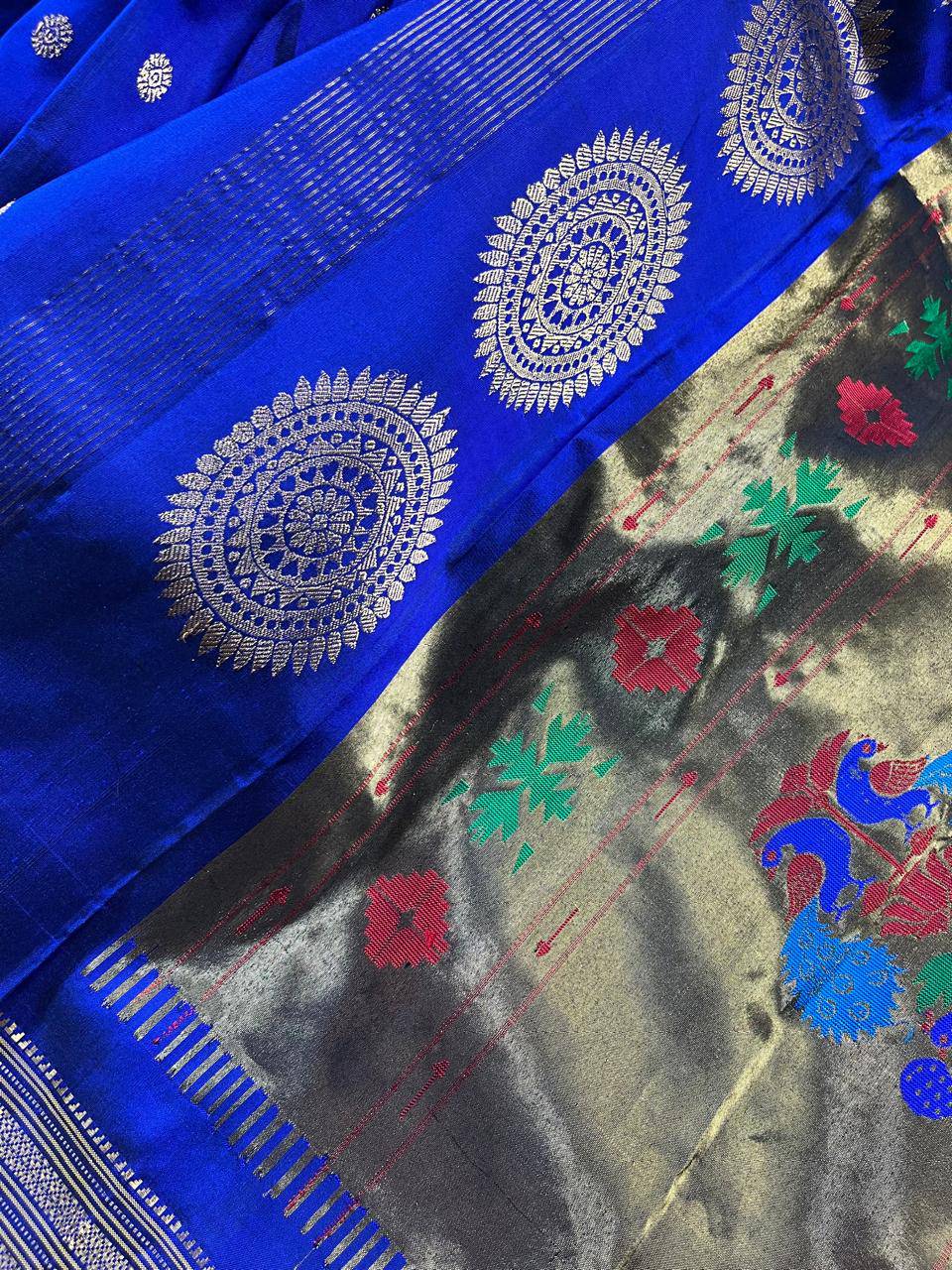 INK BLUE SILK PURE PAITHANI SAREE