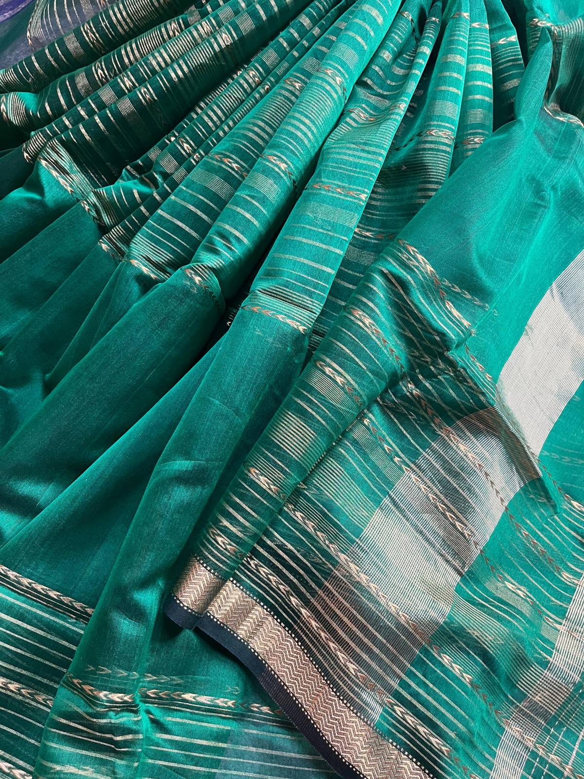 GREEN SICO PURE HANDLOOM MAHESHWARI SAREE