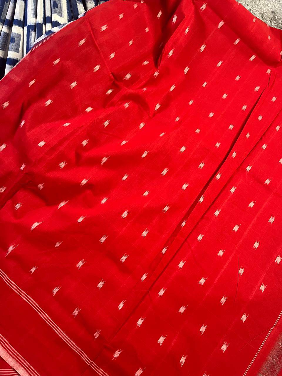 WHITE COTTON PURE HANDLOOM IKKAT SAREE