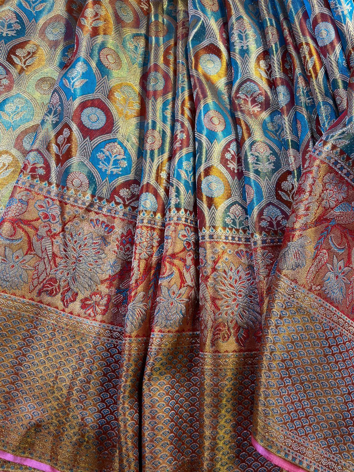 MULTICOLOUR TISSUE PURE HANDLOOM KANJIVARAM SAREE