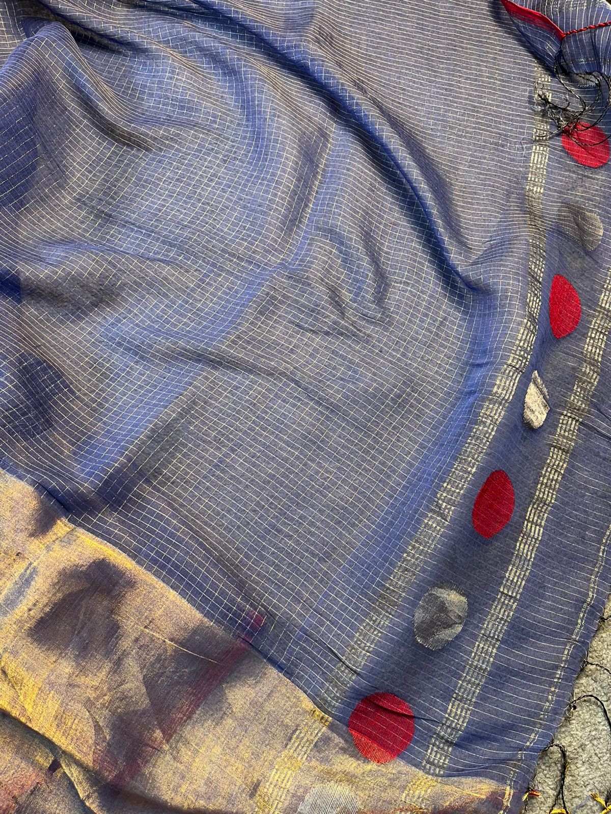 ROYAL BLUE MUL TISSUE PURE HANDLOOM SAREE