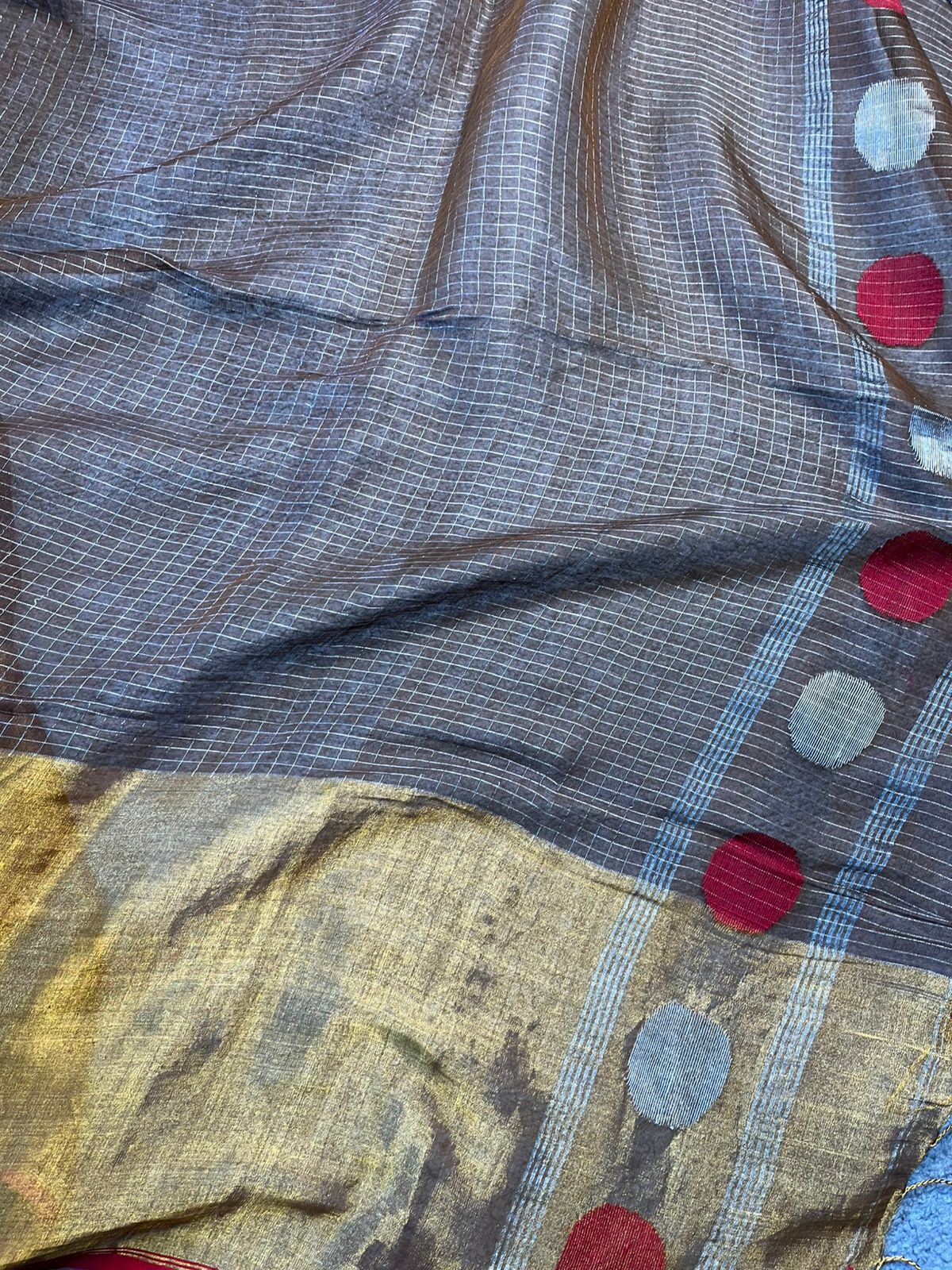 BROWN MUL TISSUE PURE HANDLOOM SAREE