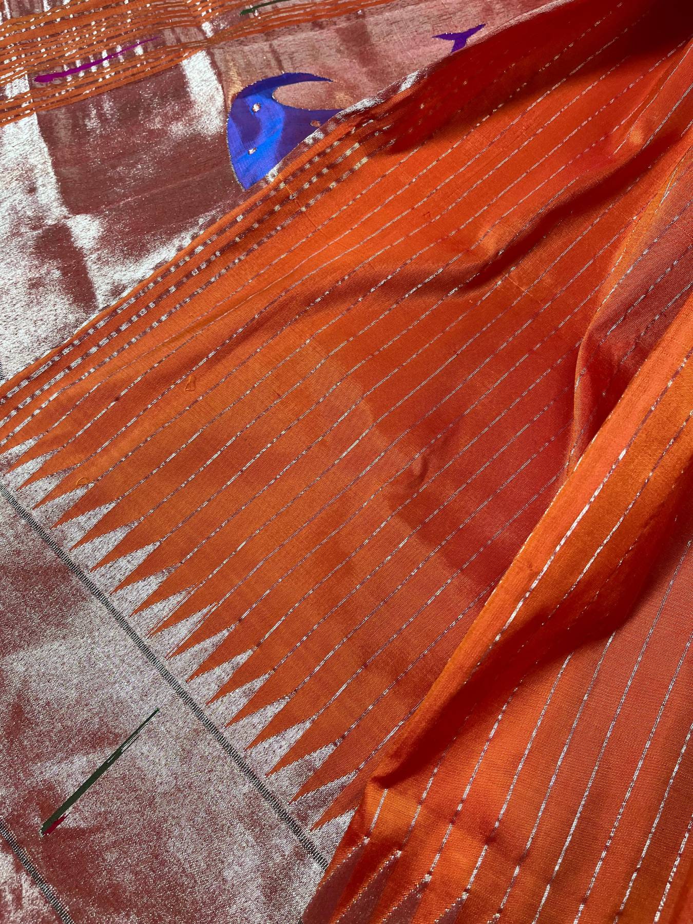 ORANGE SILK PURE HANDLOOM PAITHANI DUPATTA