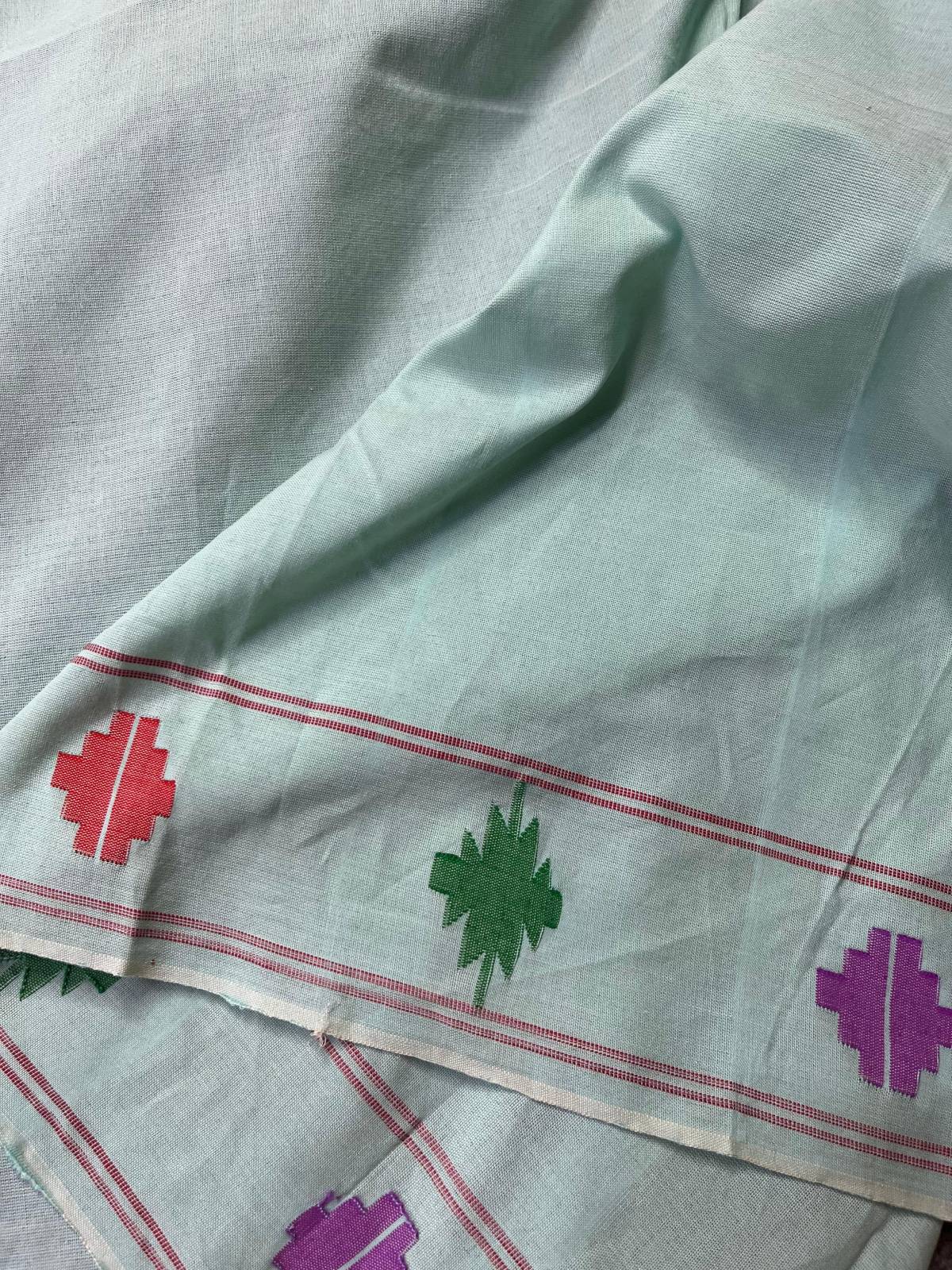 SEA BLUE COTTON PURE HANDLOOM PAITHANI SAREE