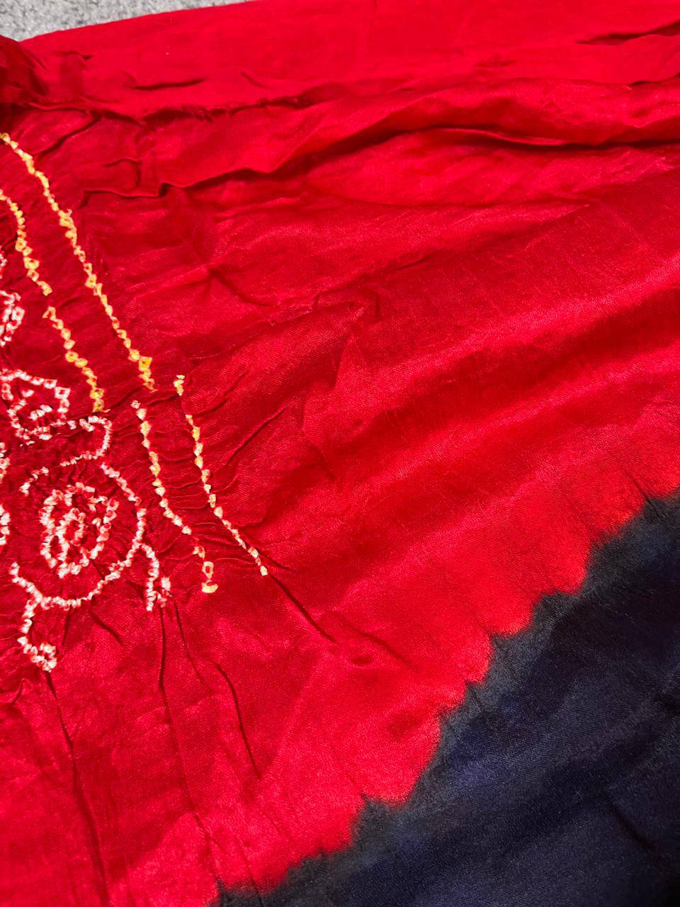 DARK PURPLE GAJJI SILK PURE HANDLOOM BANDHEJ SAREE