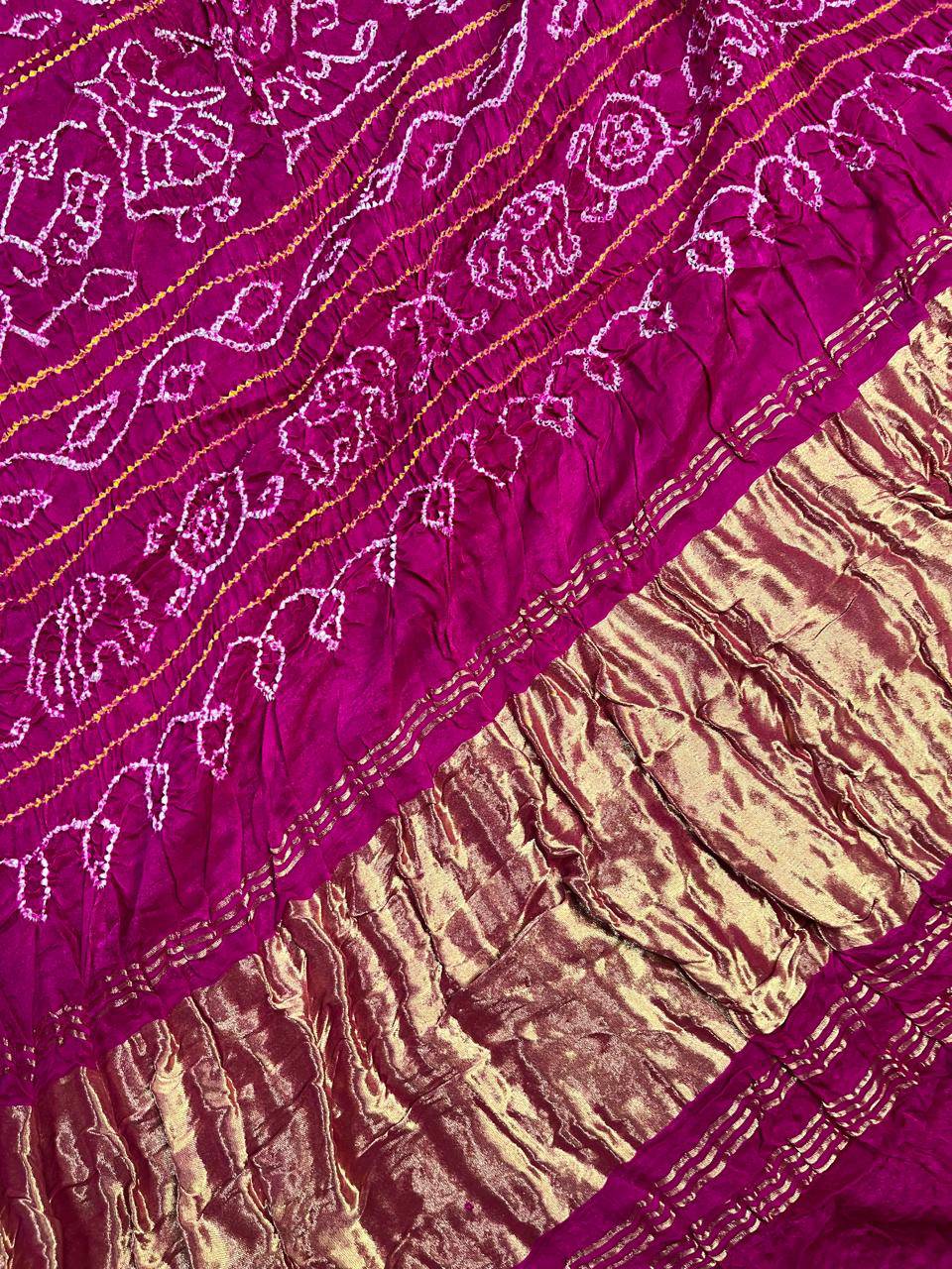 BLACK GAJI SILK PURE HANDLOOM BANDHEJ SAREE