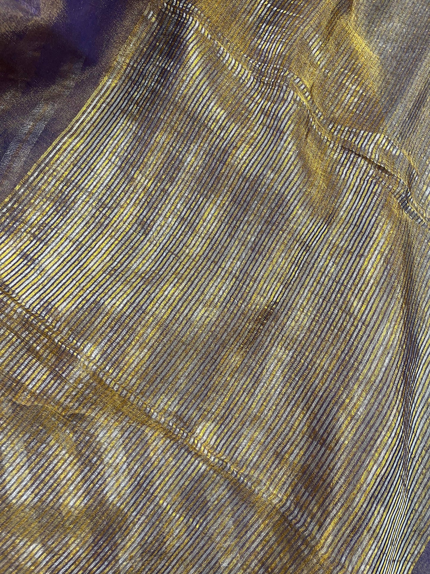 PURPLE TISSUE LINEN PURE HANDLOOM LINEN SAREE