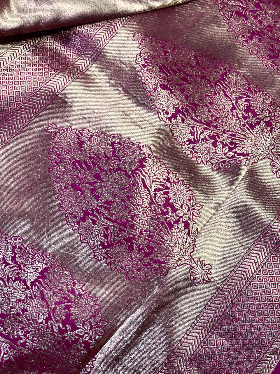 PINK GOLD KATAN TISSUE PURE HANDLOOM BANARASI SAREE