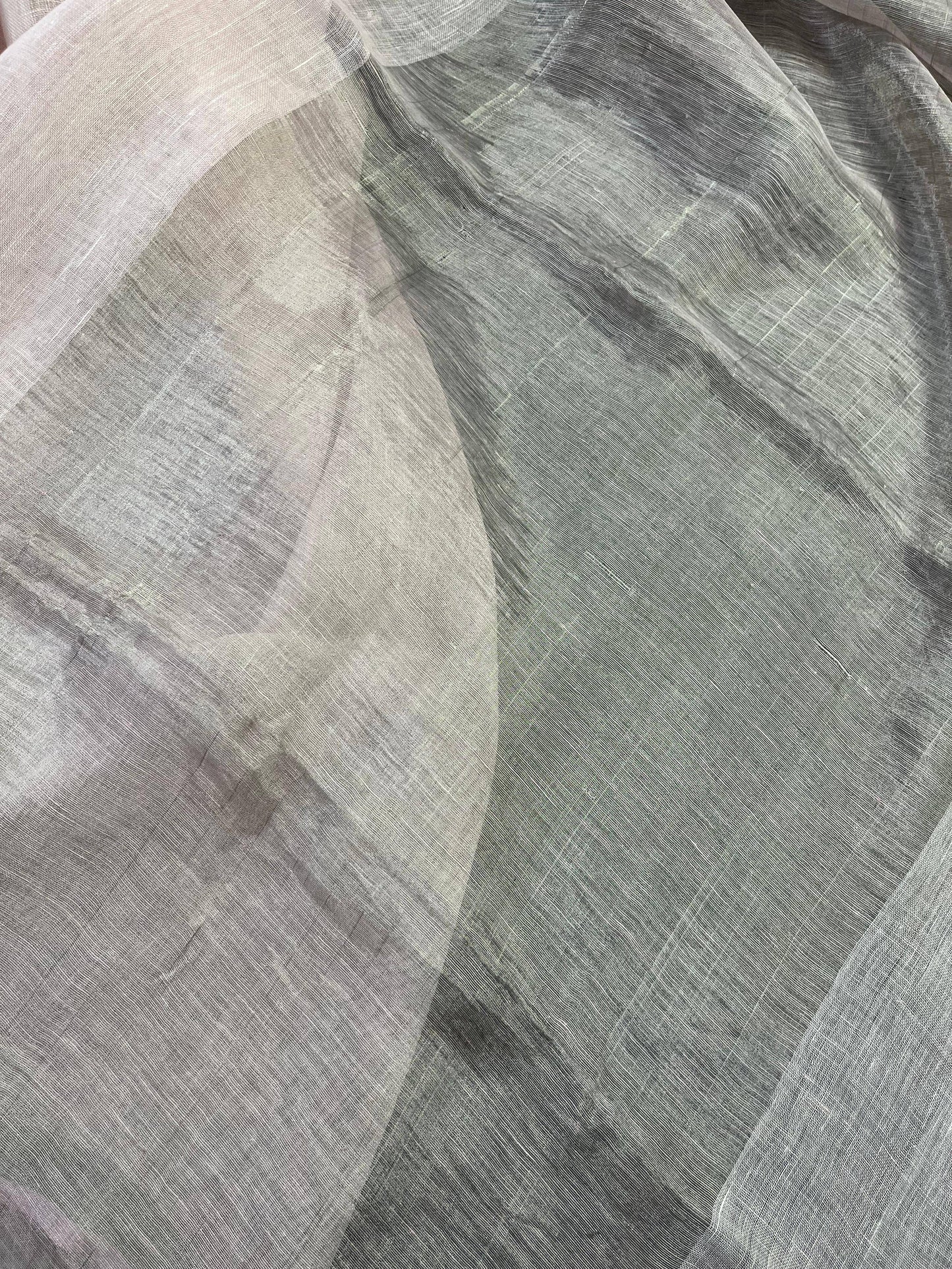 LIGHT PEACH PURE HANDLOOM LINEN SAREE