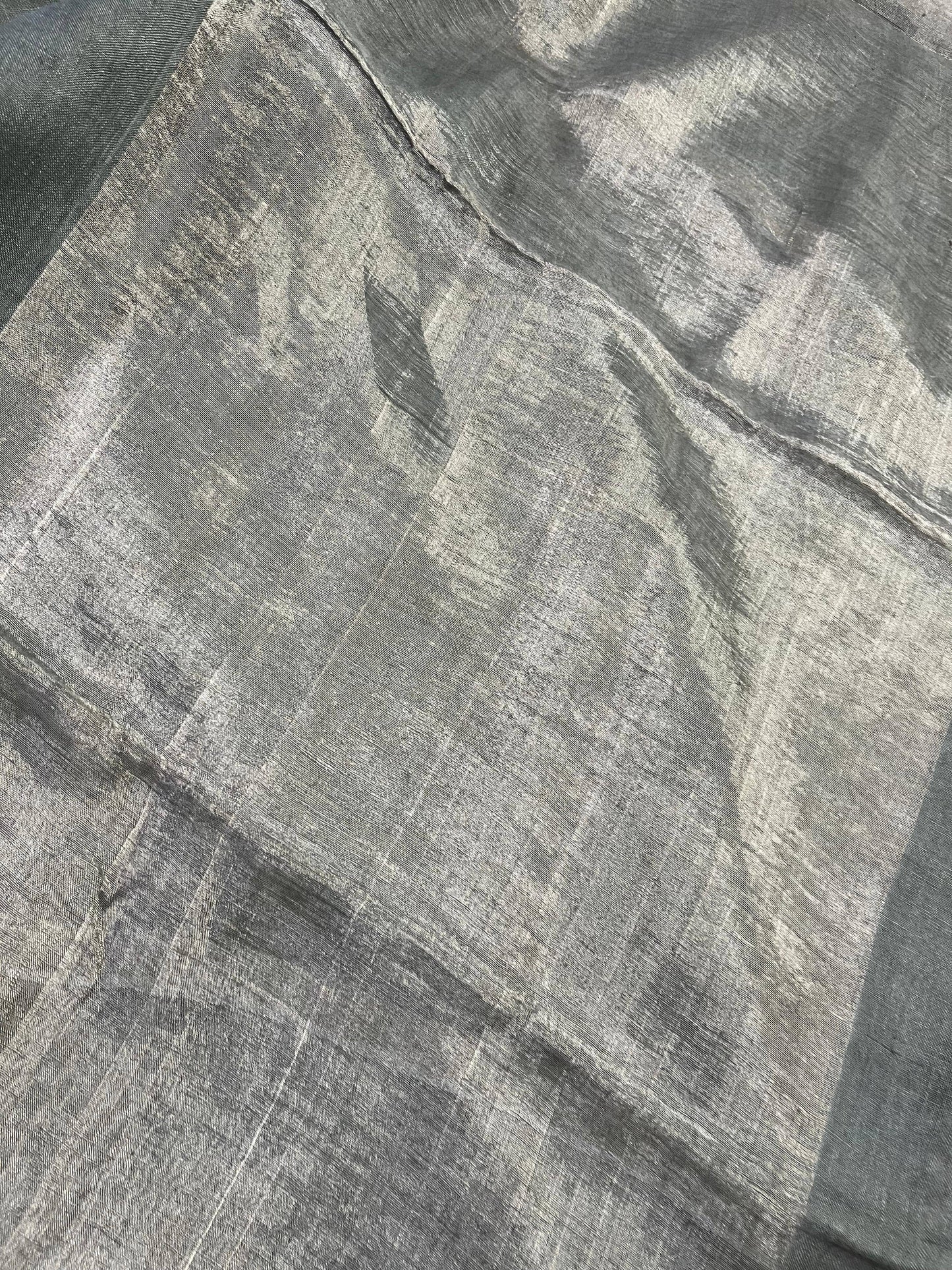 DARK GREY PURE HANDLOOM LINEN SAREE