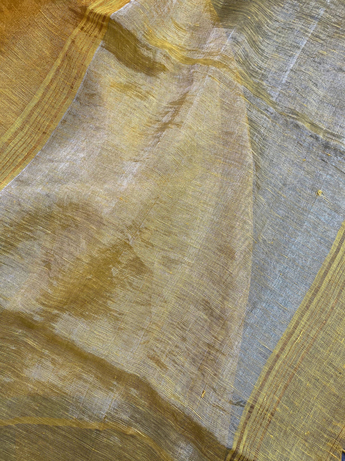 YELLOW PURE HANDLOOM LINEN SAREE