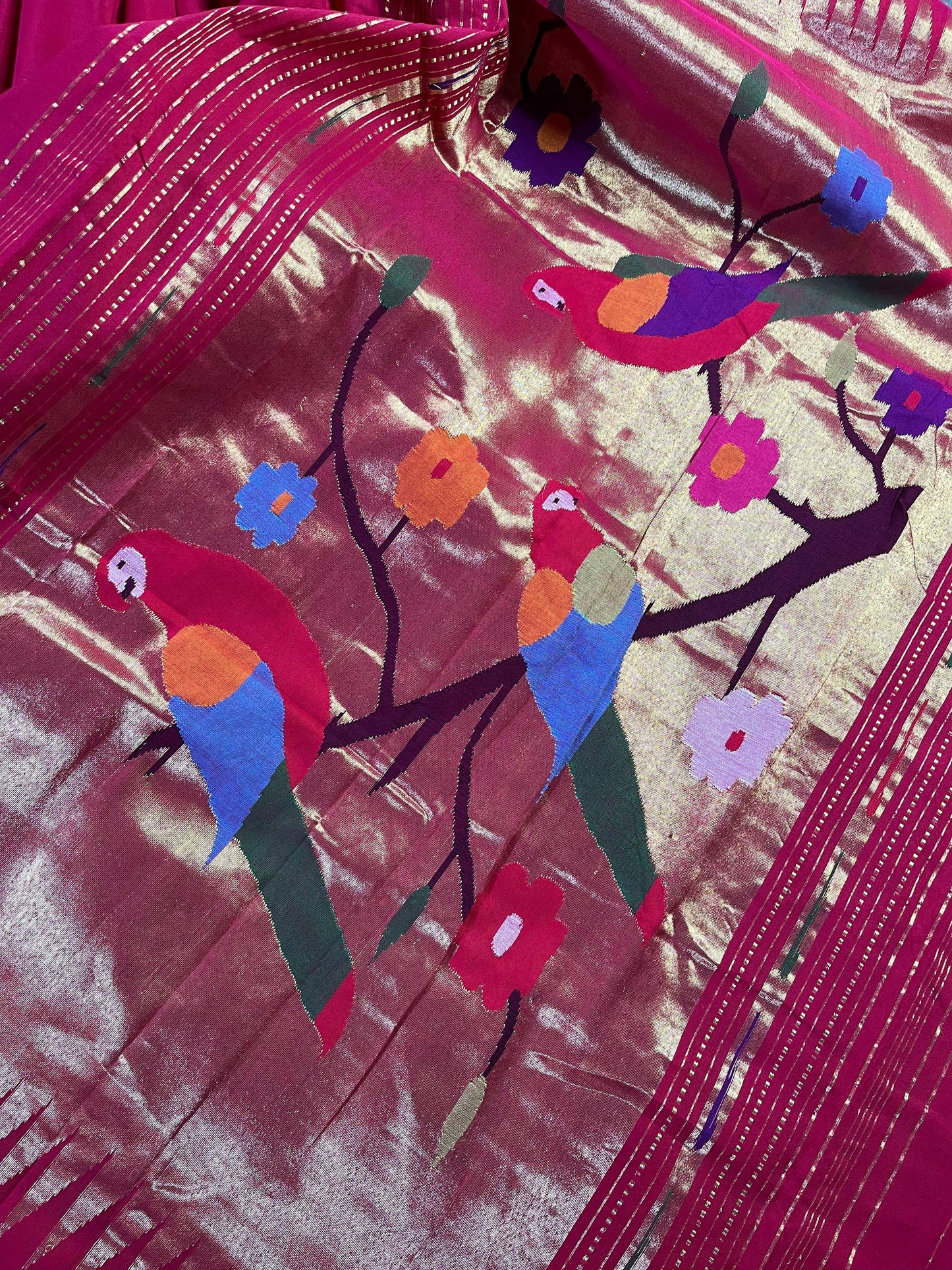 PINK COTTON PURE HANDLOOM PAITHANI SAREE