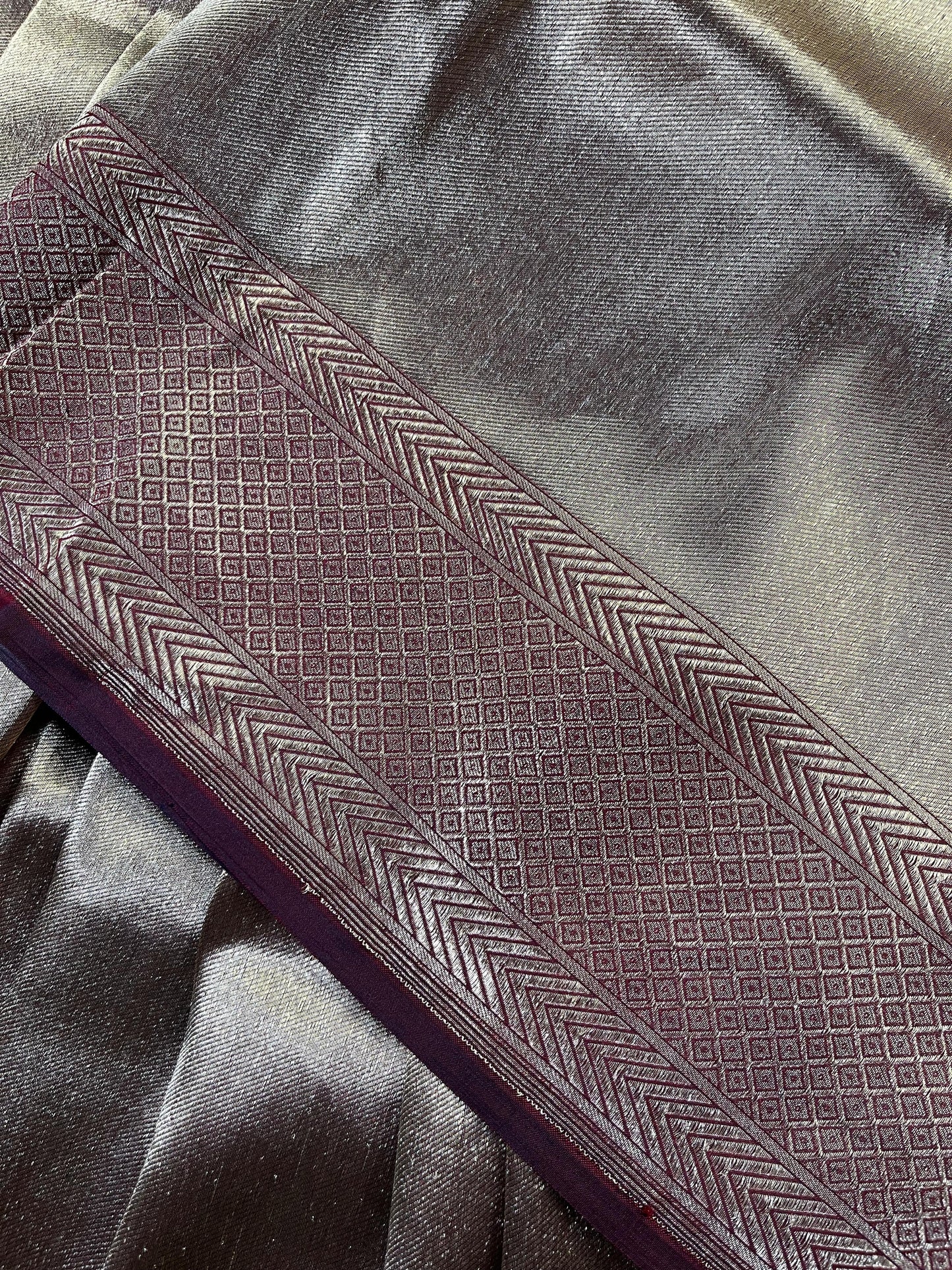 MARRON ROSE GOLD KATAN TISSUE PURE HANDLOOM BANARASI SAREE