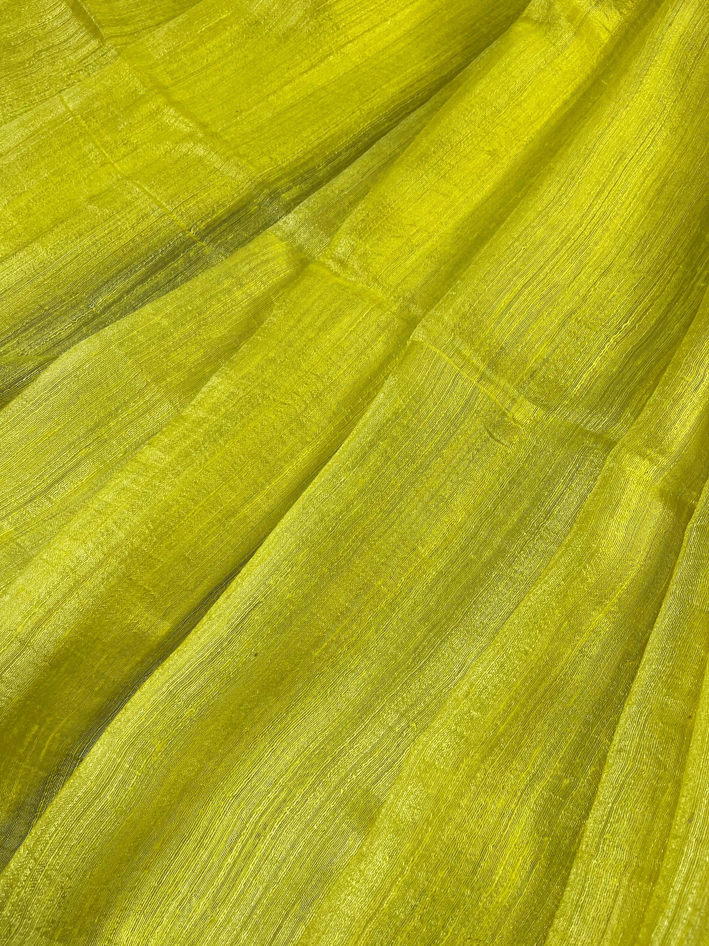 LIME YELLOW MATKA SILK PURE HANDLOOM MATKA SAREE