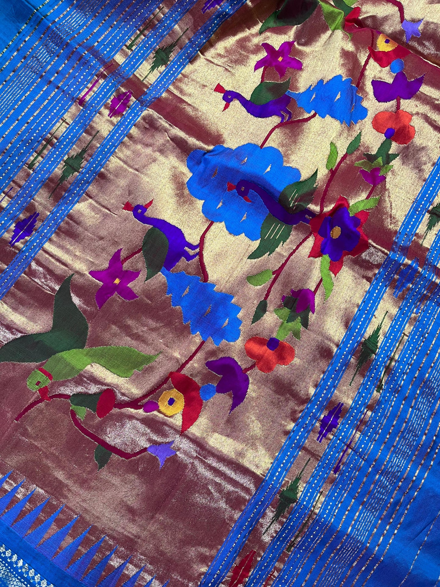 BLUE SILK PURE HANDLOOM PAITHANI SAREE