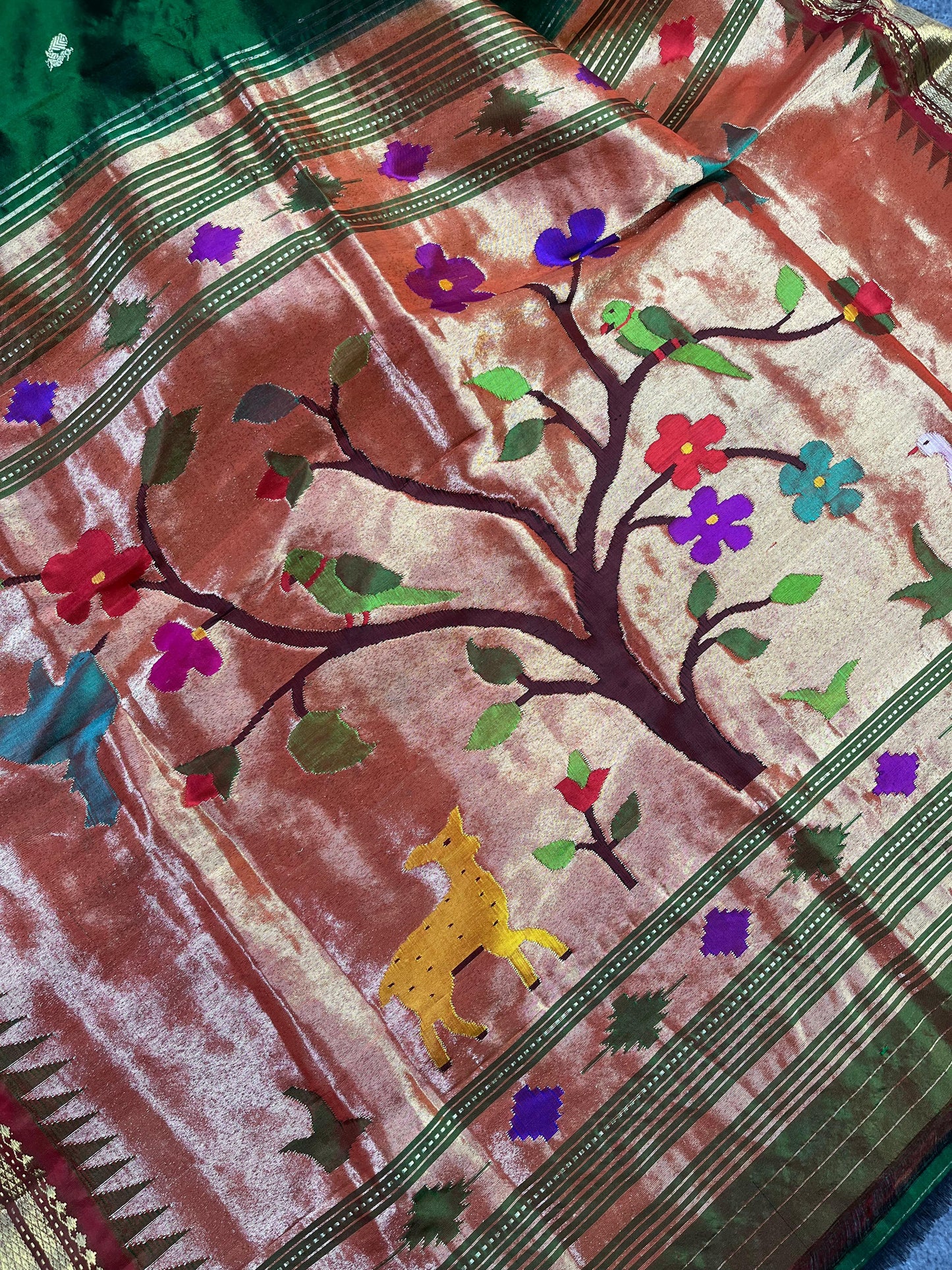 GREEN SILK PURE HANDLOOM PAITHANI SAREE