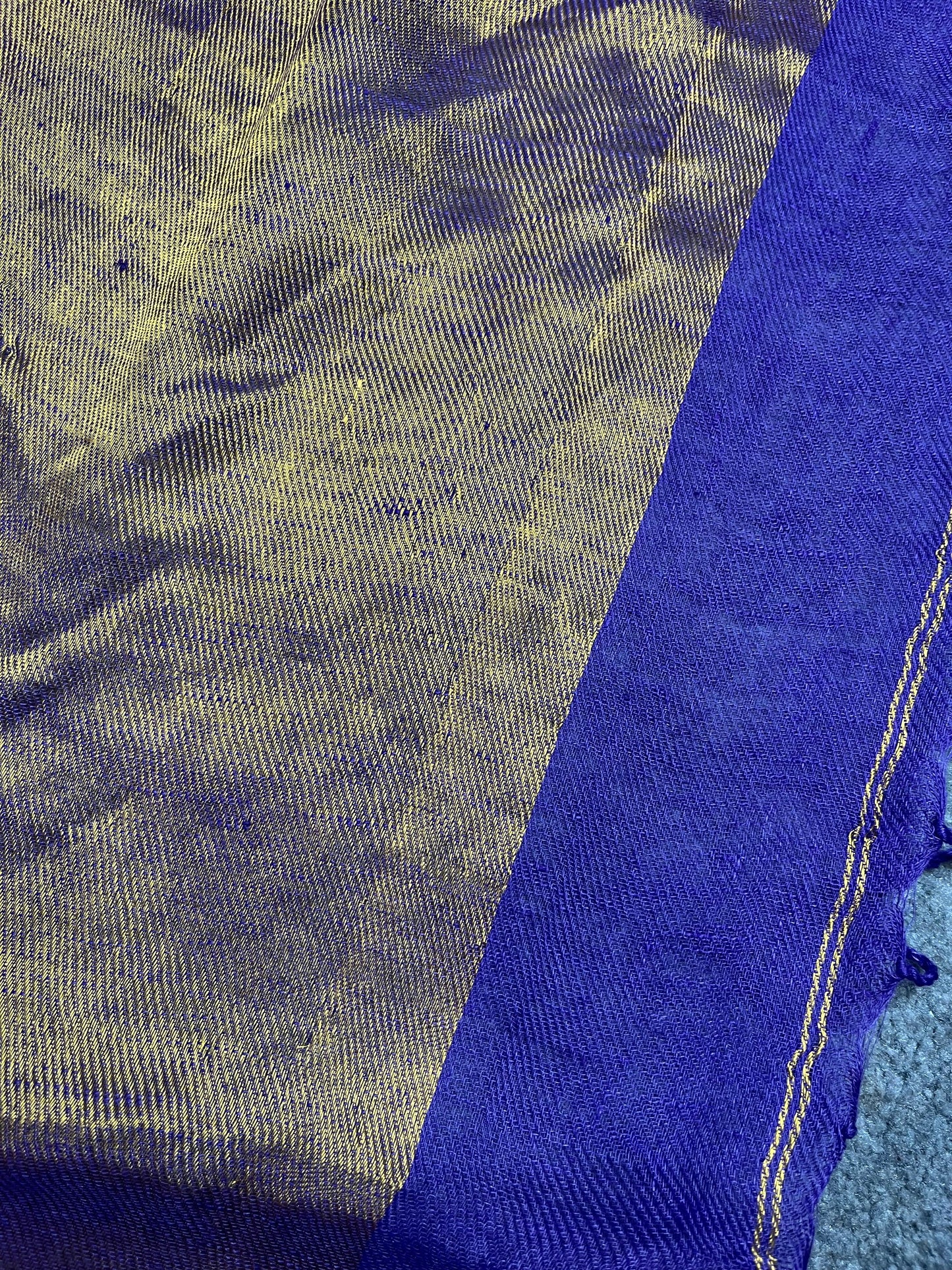PURPLE TWILL METALLIC PURE HANDLOOM LINEN SAREE
