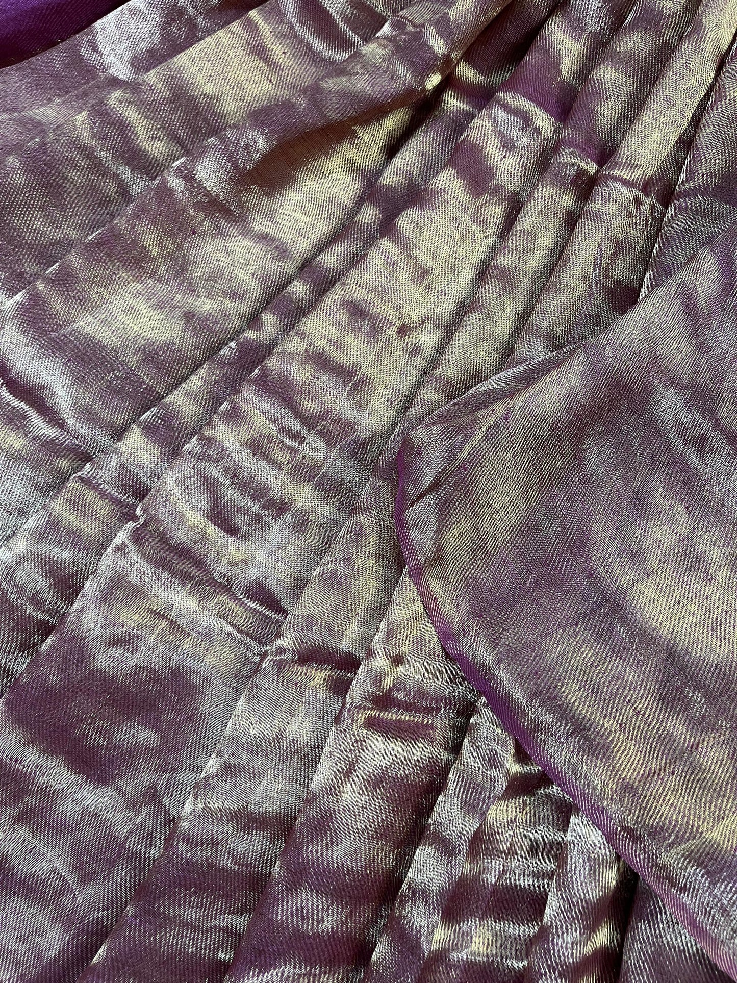 WINE TWILL METALLIC PURE HANDLOOM LINEN SAREE