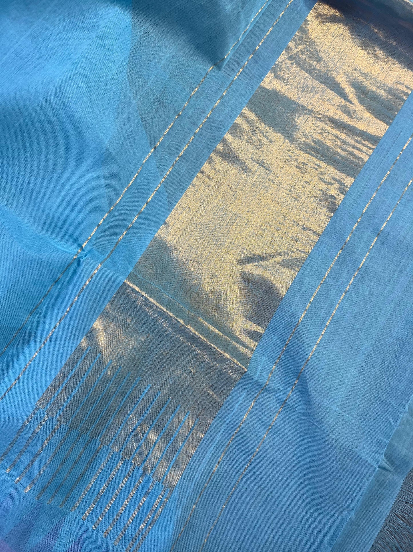 BLUE PURE HANDLOOM PONDRU KHADI SAREE