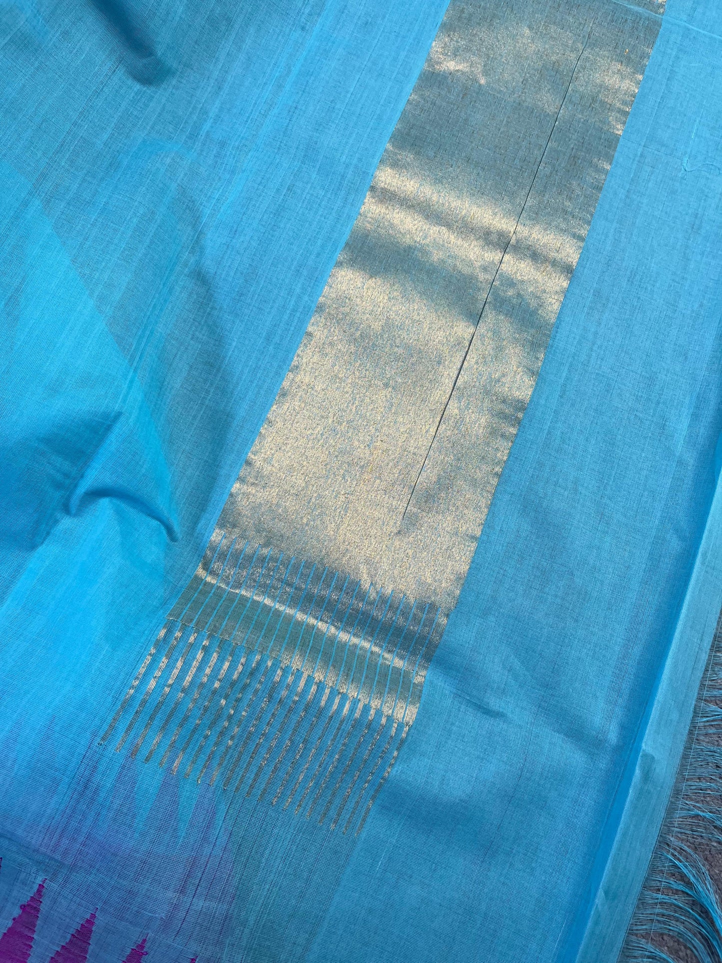 BLUE PURE HANDLOOM PONDRU KHADI SAREE