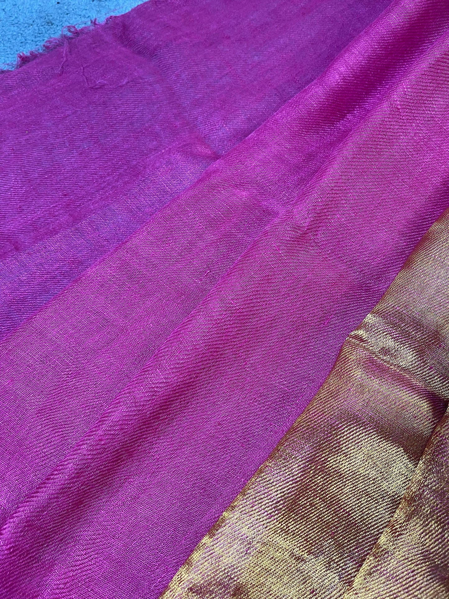 TWILL METALLIC PURE HANDLOOM LINEN SAREE