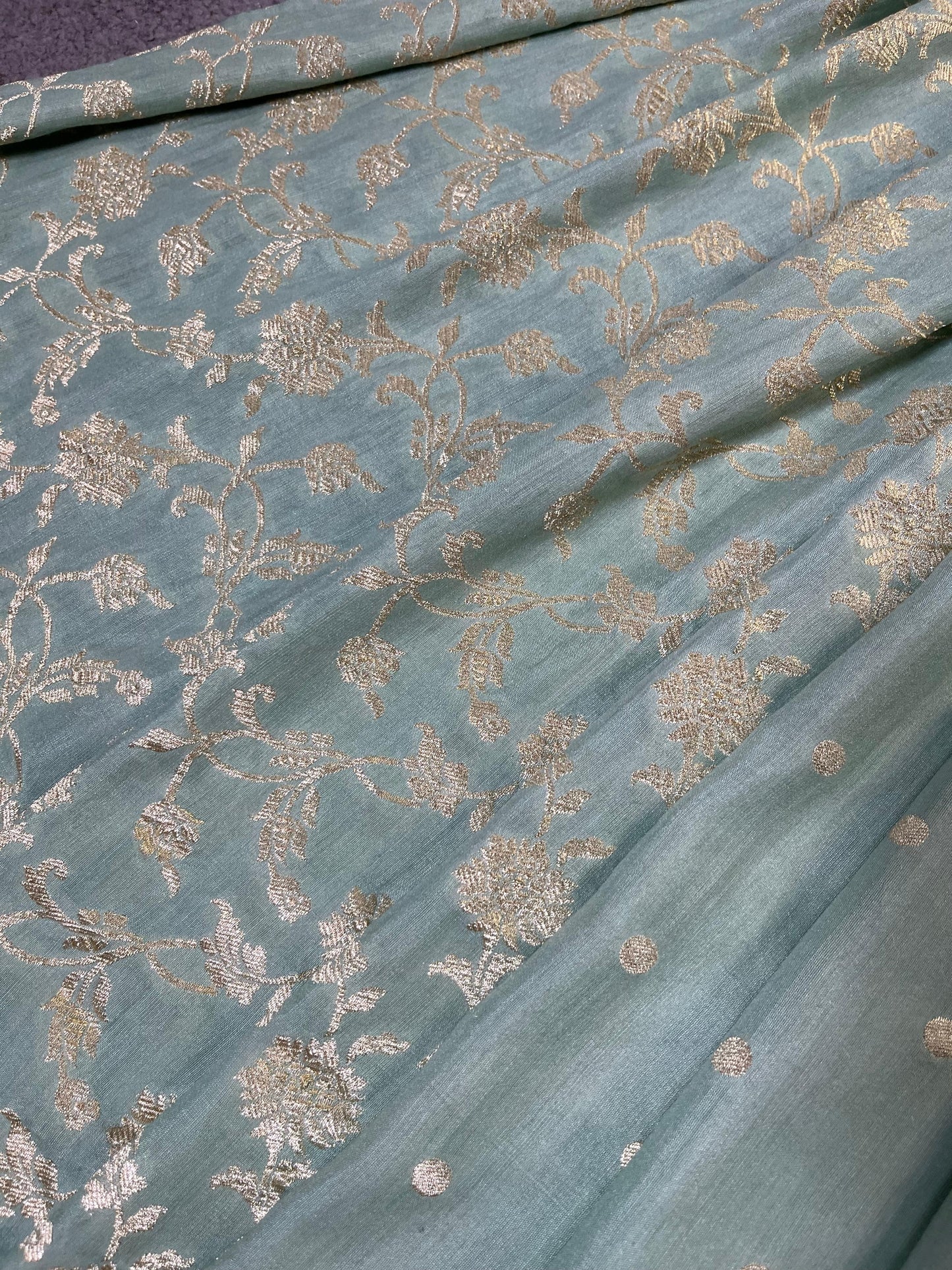 BLUE MUNGA PURE HANDLOOM BANARASI SAREE