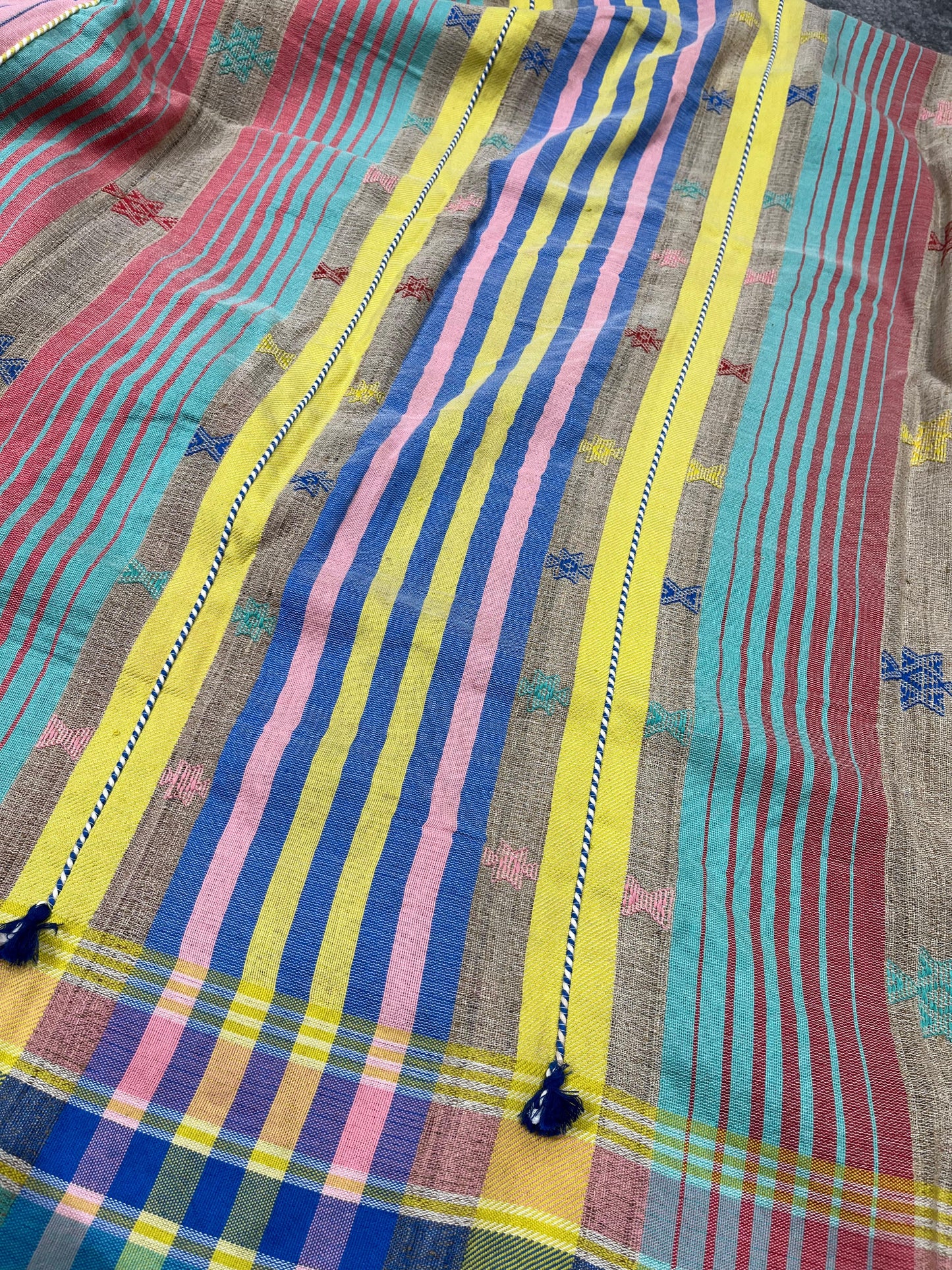 CORAL PINK TASSAR SILK PURE HANDLOOM BHUJODI SAREE
