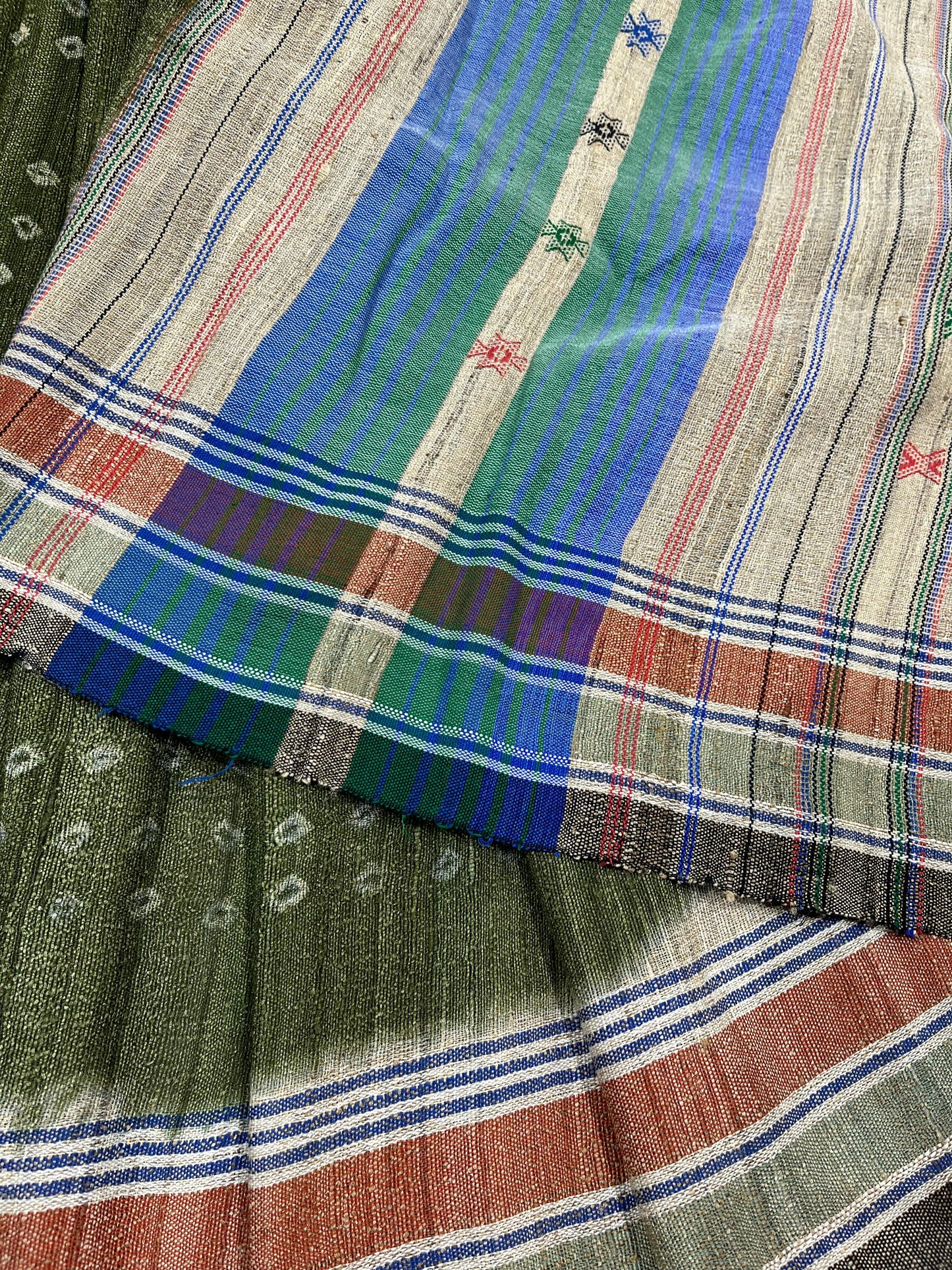 GREEN TASSAR SILK PURE HANDLOOM BHUJODI SAREE