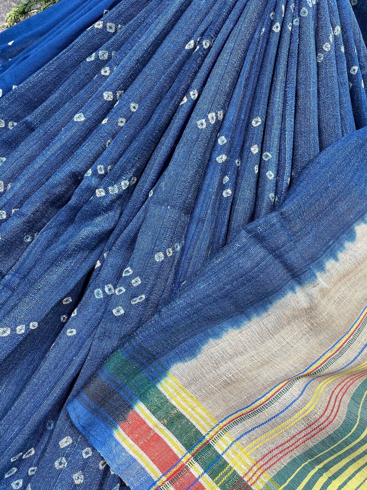 INK BLUE TASSAR SILK PURE HANDLOOM BHUJODI SAREE