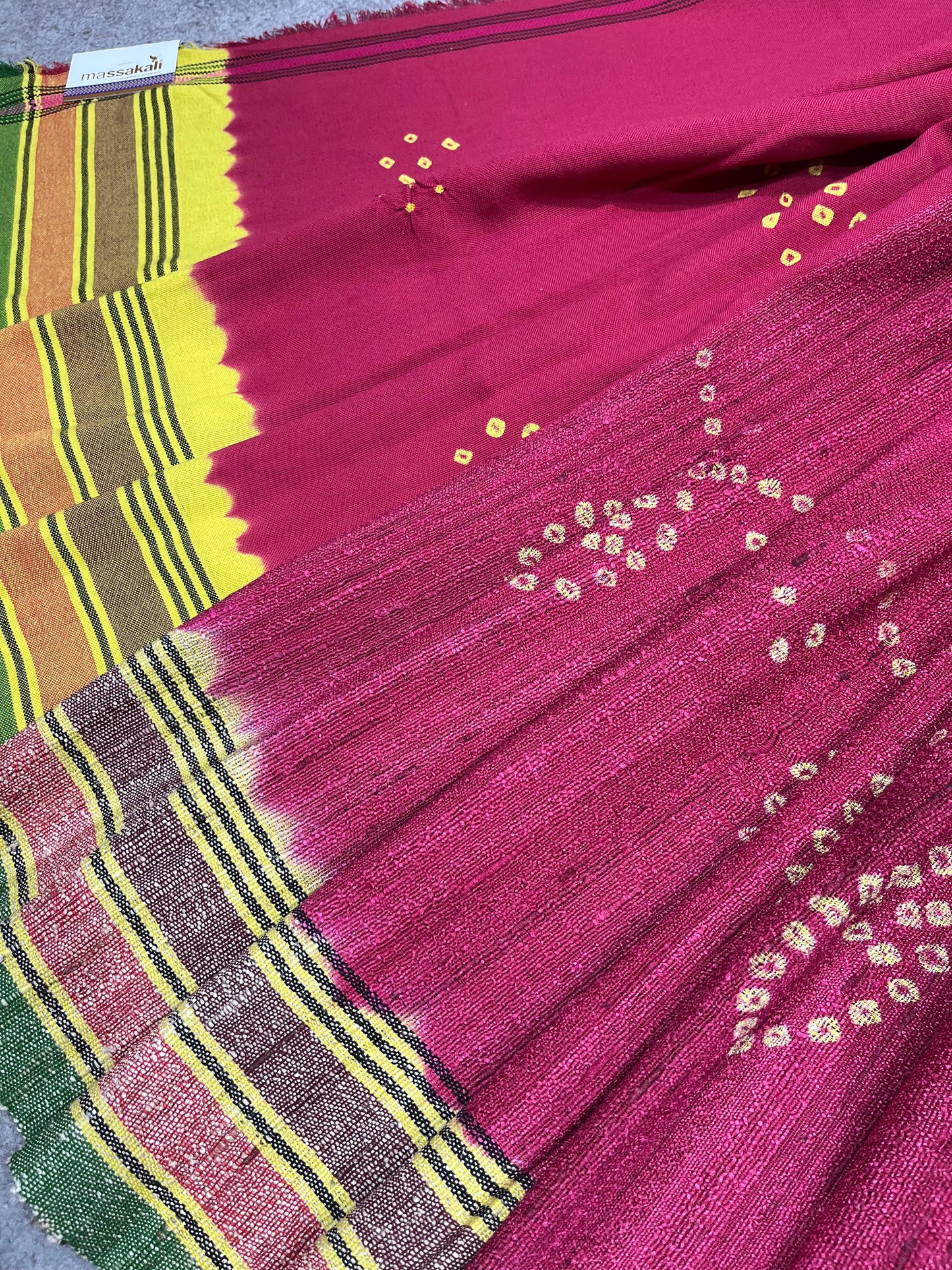 CHERRY PINK PURE HANDLOOM BHUJODI SAREE