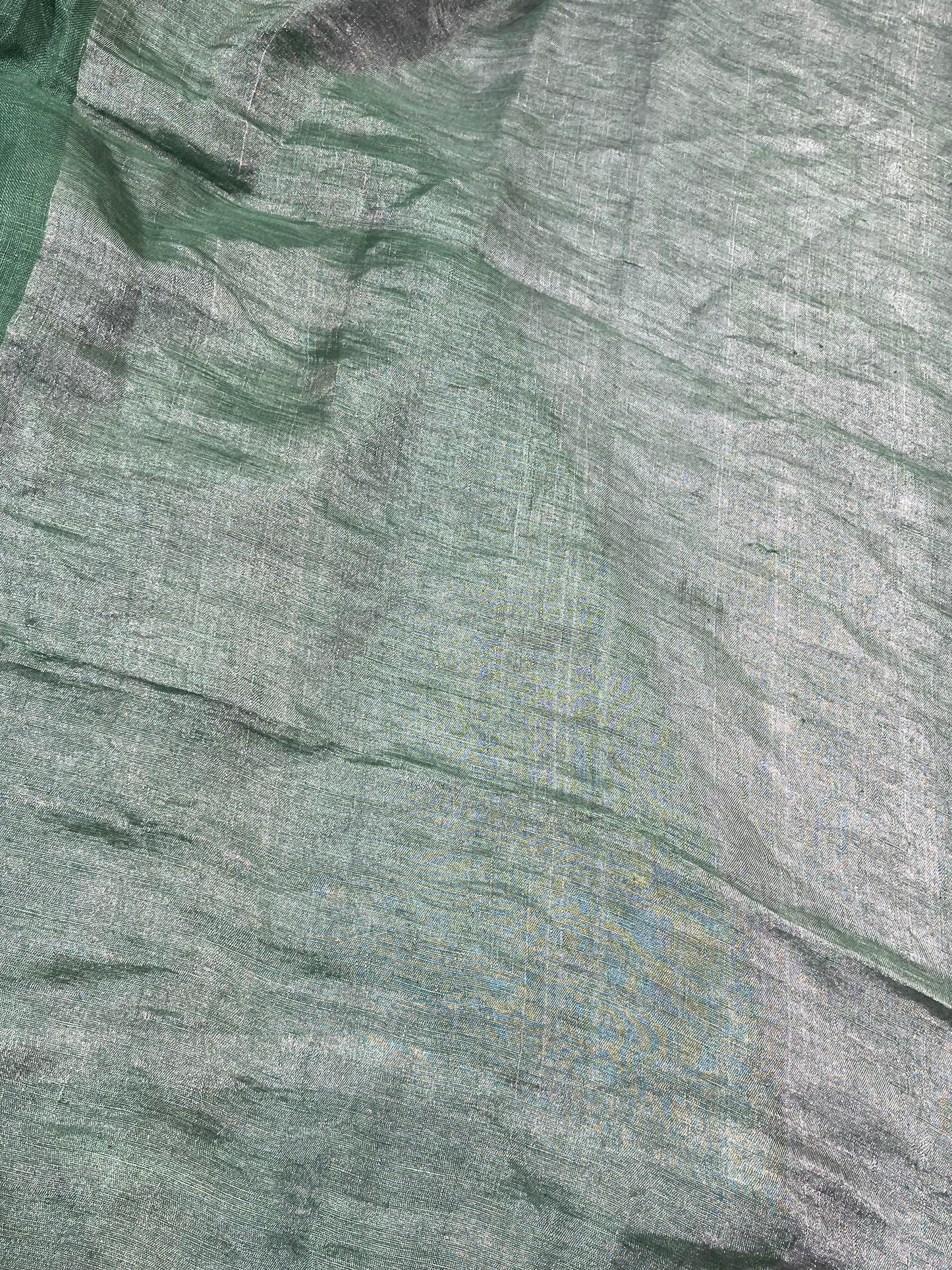 GREEN PURE HANDLOOM LINEN SAREE