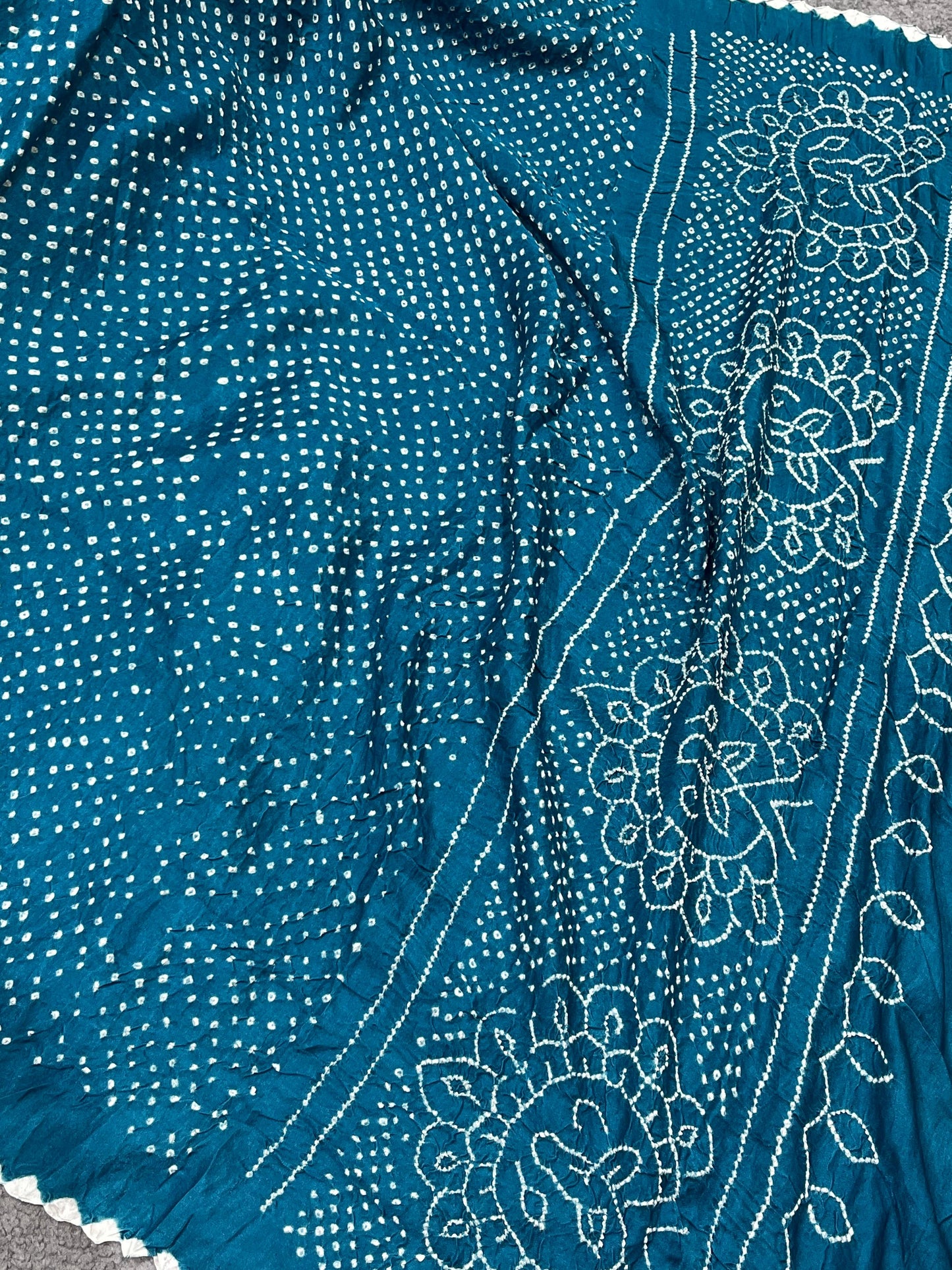 TEAL BLUE GAJJI SILK PURE HANDLOOM BHANDEJ SAREE