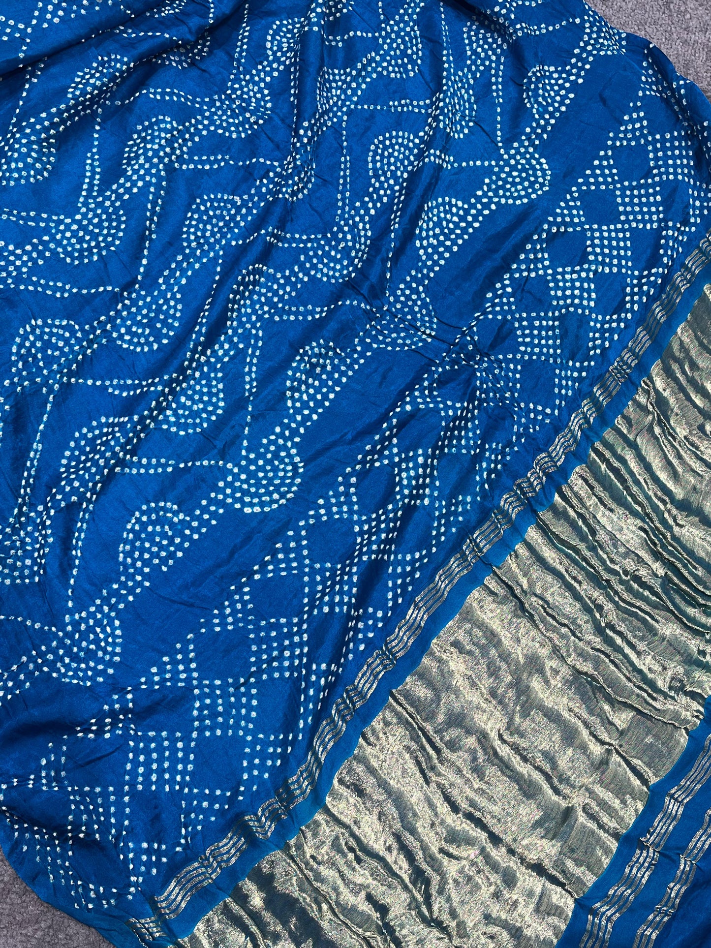 BLUE SHADED GAJJI SILK PURE HANDLOOM BHANDEJ SAREE