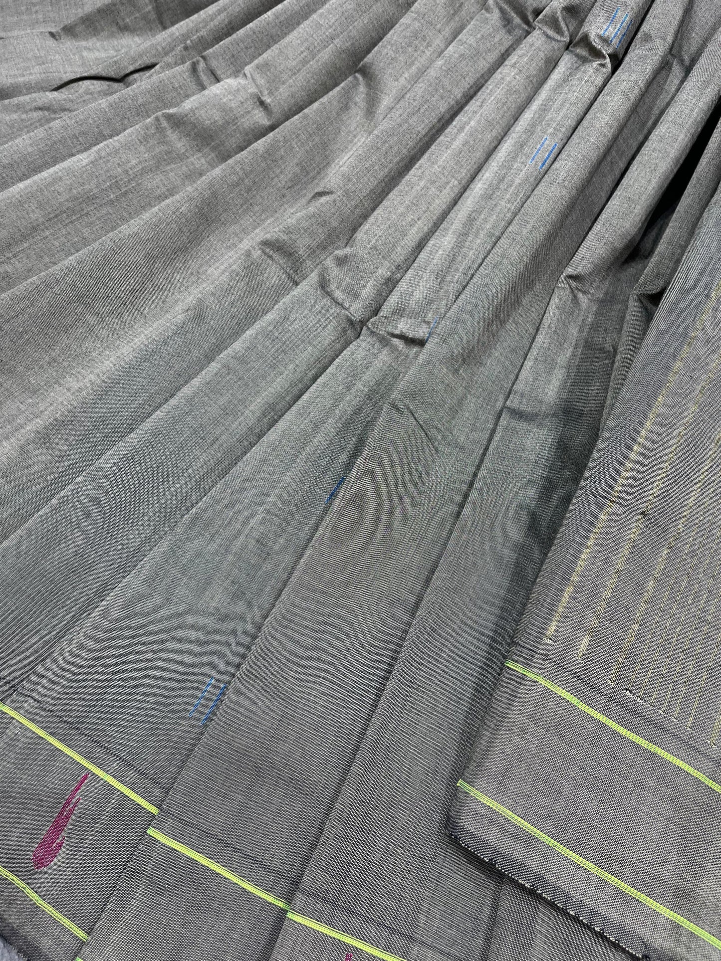GREY COTTON PURE HANDLOOM PAITHANI SAREE