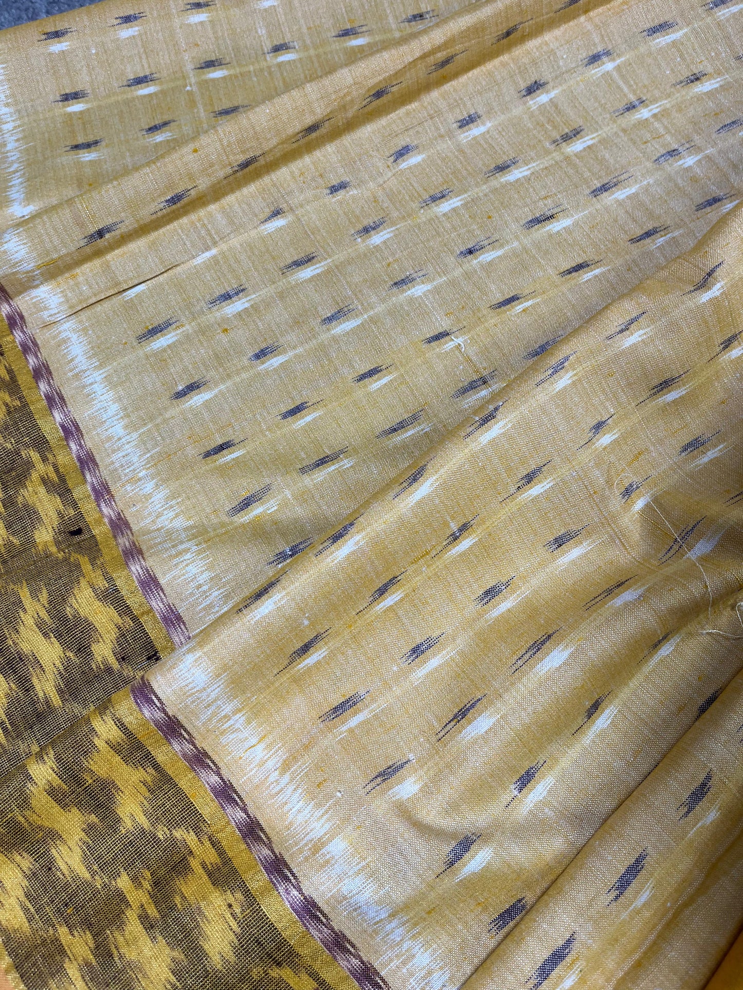 YELLOW ERI SILK PURE HANDLOOM IKKAT SAREE