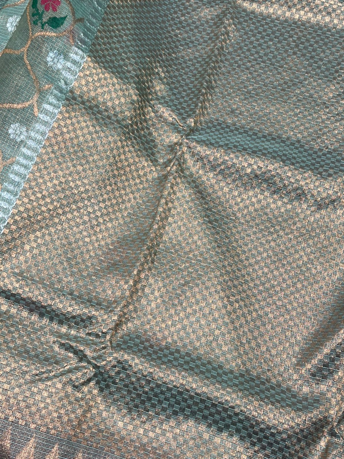 PASTEL BLUE PURE HANDLOOM KOTA DORIA SAREE