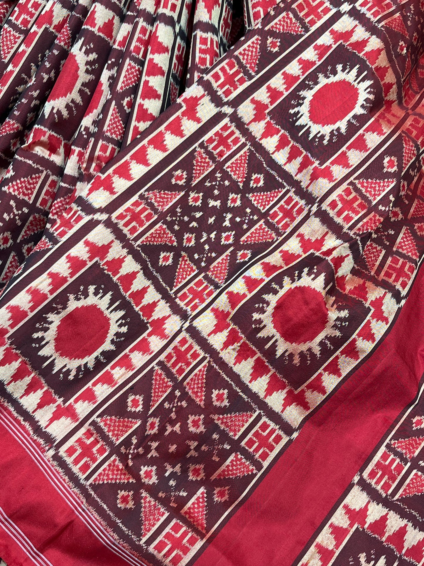 RED TELIA RUMAL SILK PURE HANDLOOM IKKAT SAREE