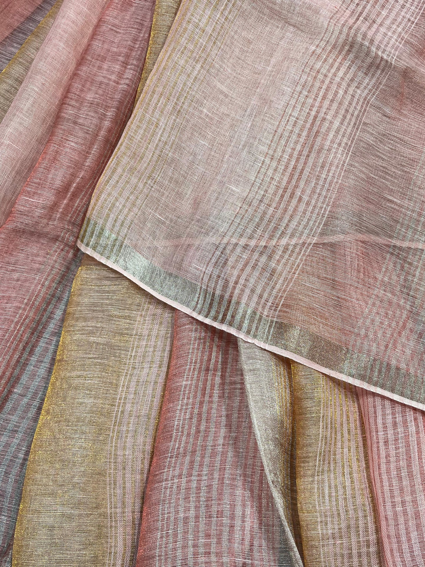 PINK PURE HANDLOOM LINEN SAREE