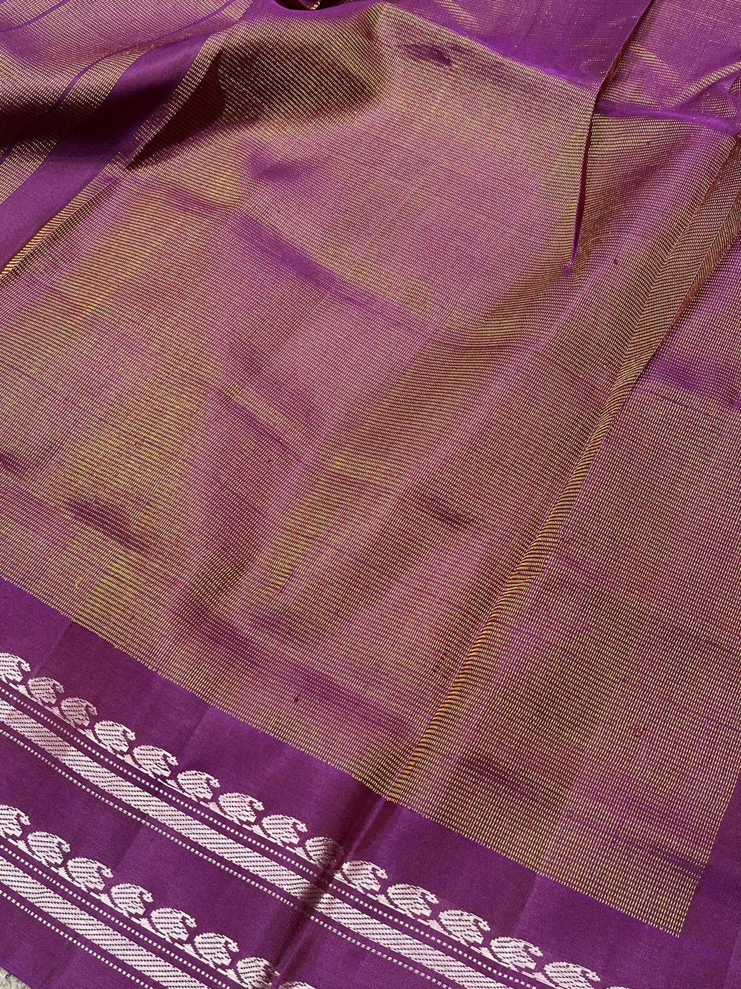 GREY SILK PURE HANDLOOM GADWAL SAREE