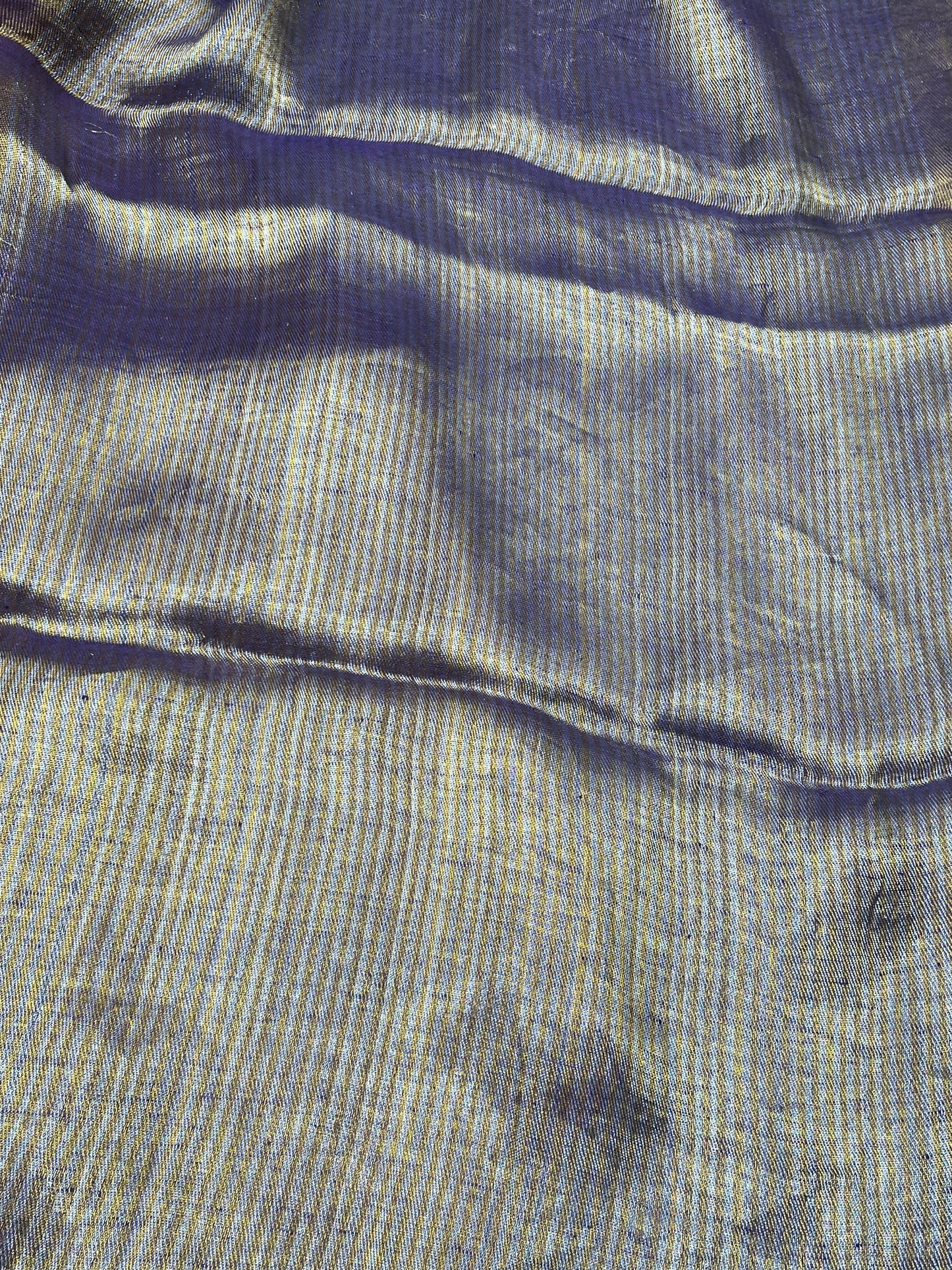 PURP[LE TWILL METALLIC PURE HANDLOOM LINEN SAREE