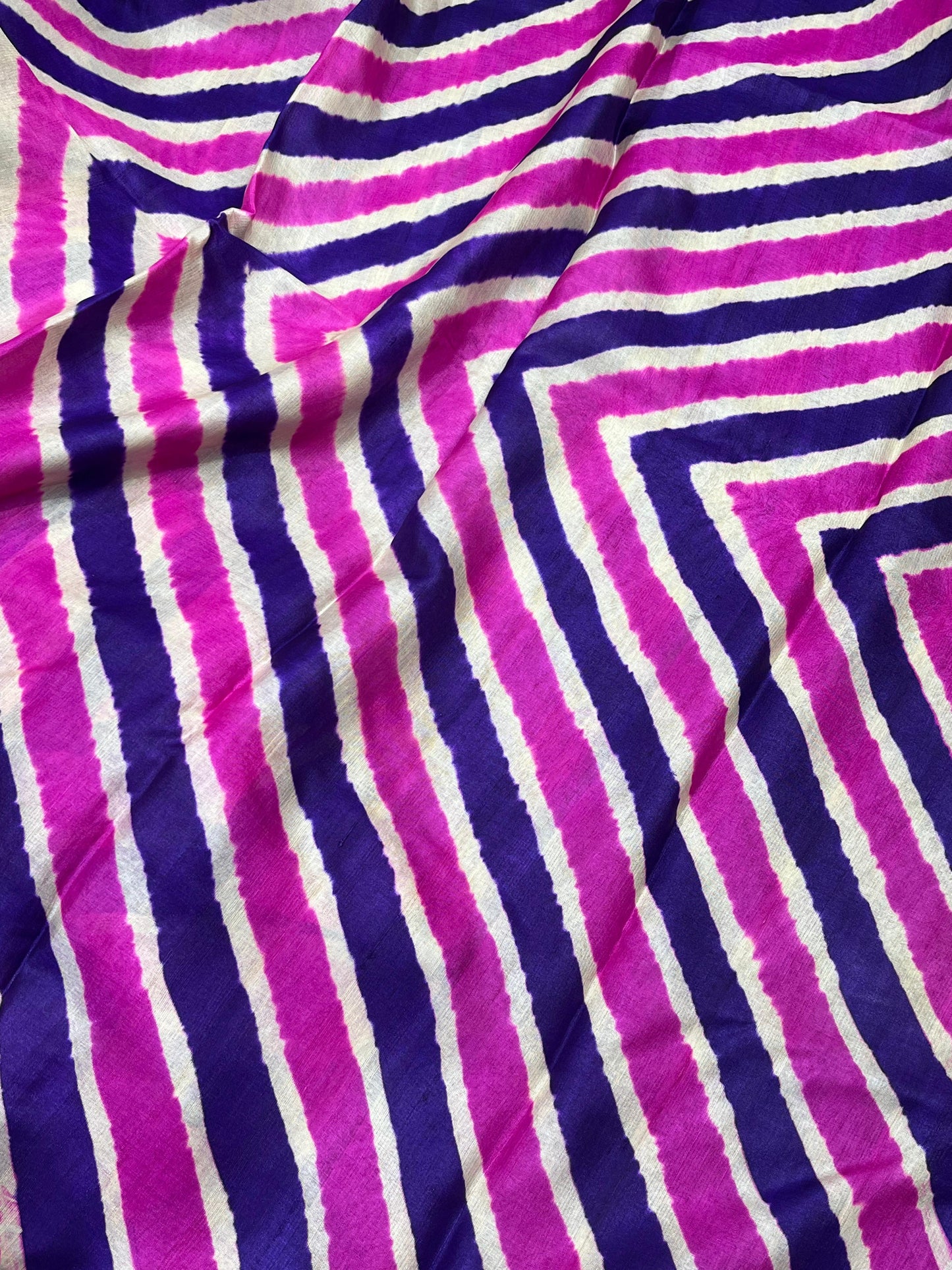 PURPLE PINK TASSAR PURE HANDLOOM LEHERIYA SAREE