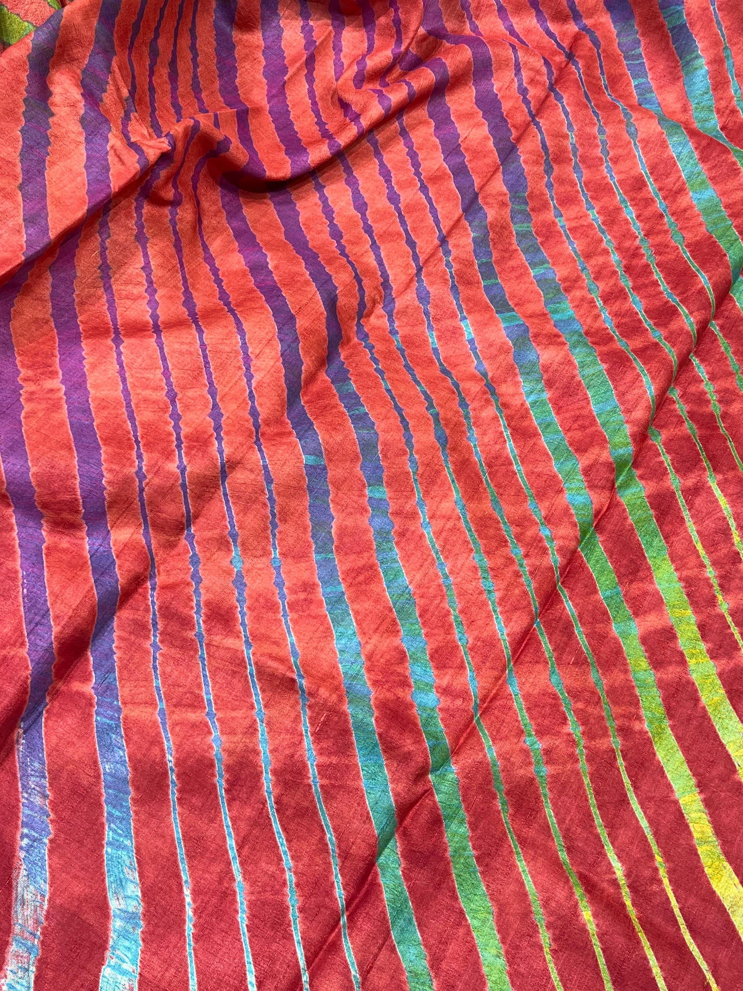 RED TASSAR PURE HANDLOOM LEHERIYA SAREE