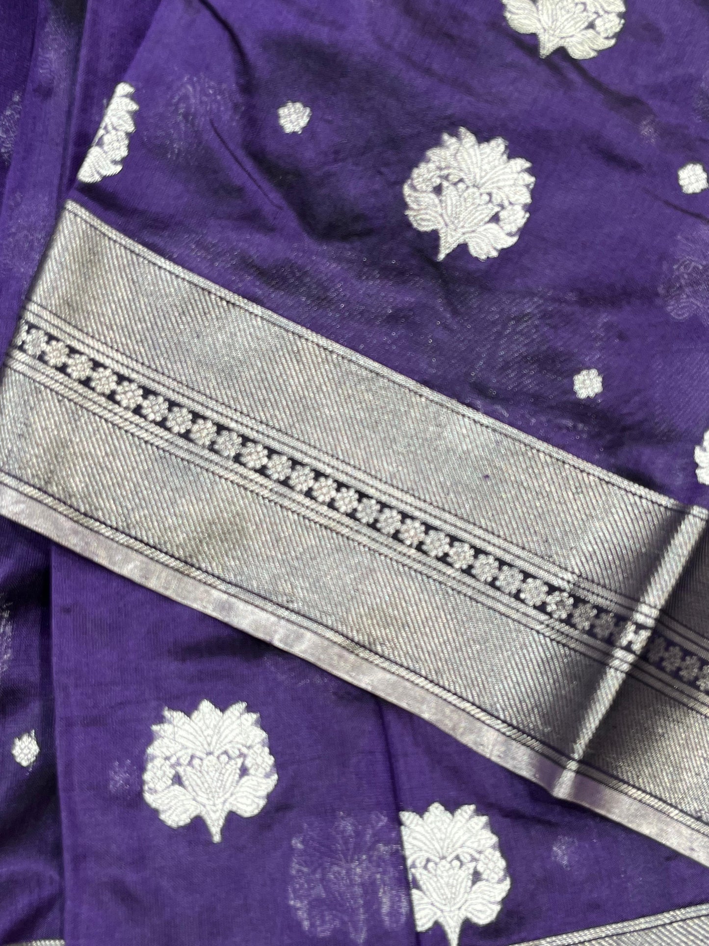 PURPLE SILK PURE HANDLOOM CHANDERI SAREE
