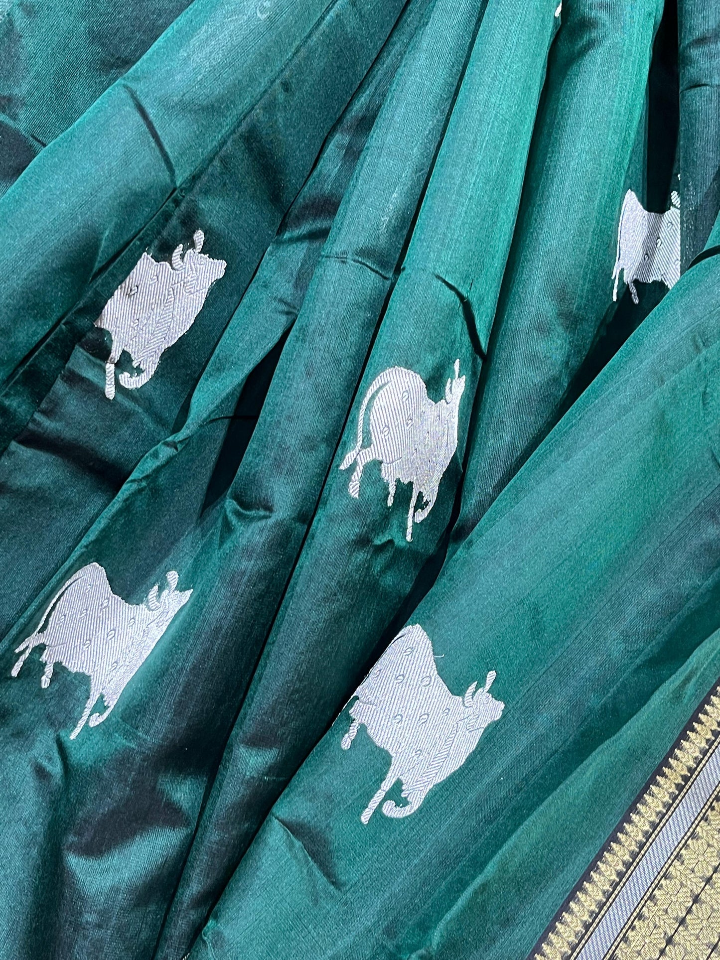 GREEN SILK PURE HANDLOOM CHANDERI SAREE