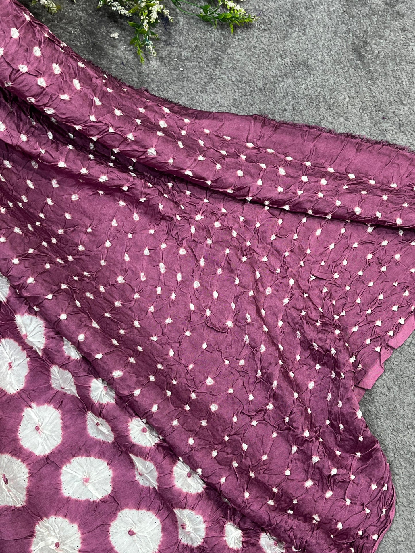MAUVE MODAL SILK PURE HANDLOOM BHANDEJ DUPATTA