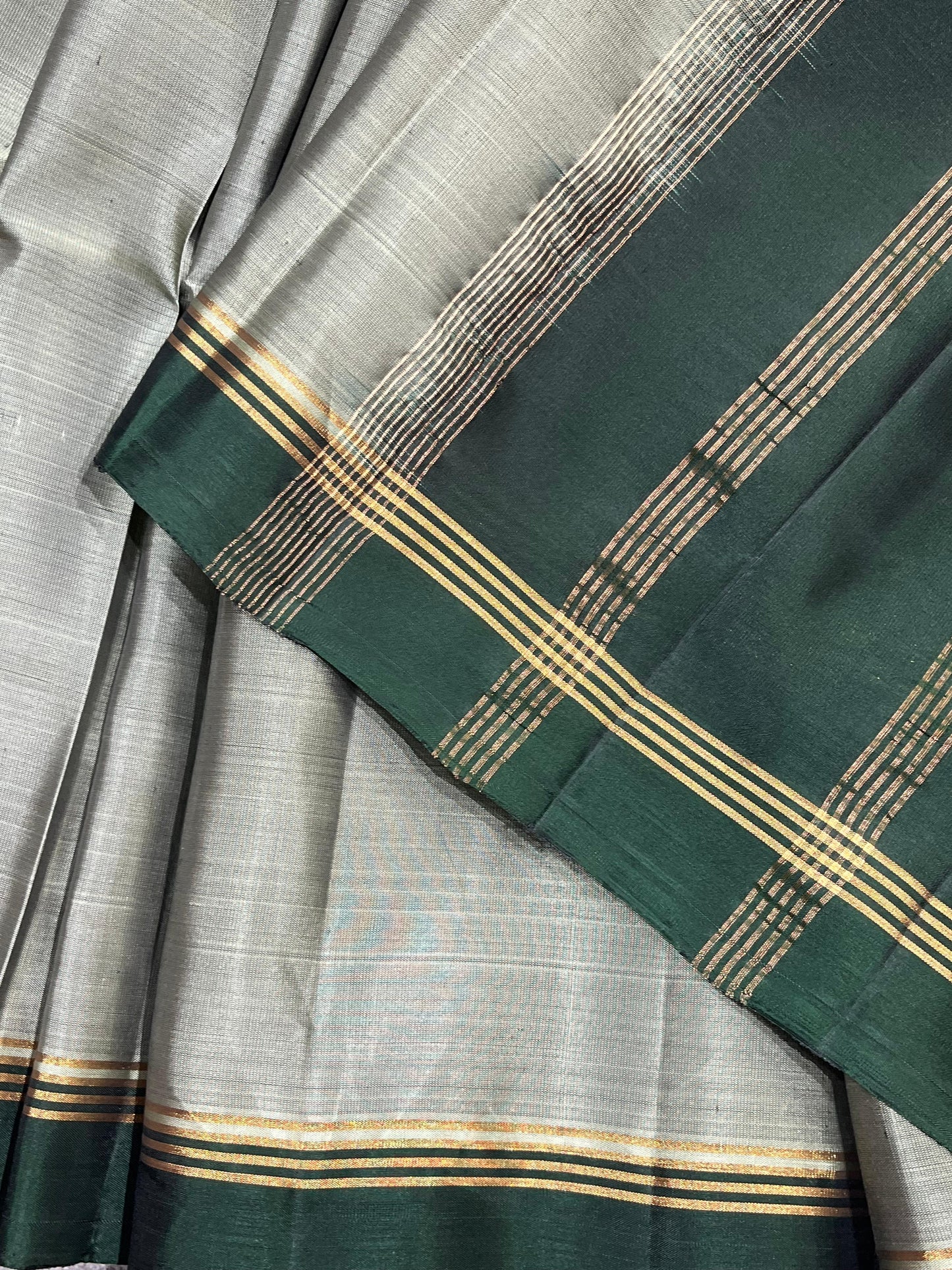 SAGE GREY SILK PURE HANDLOOM KANJIVARAM SAREE
