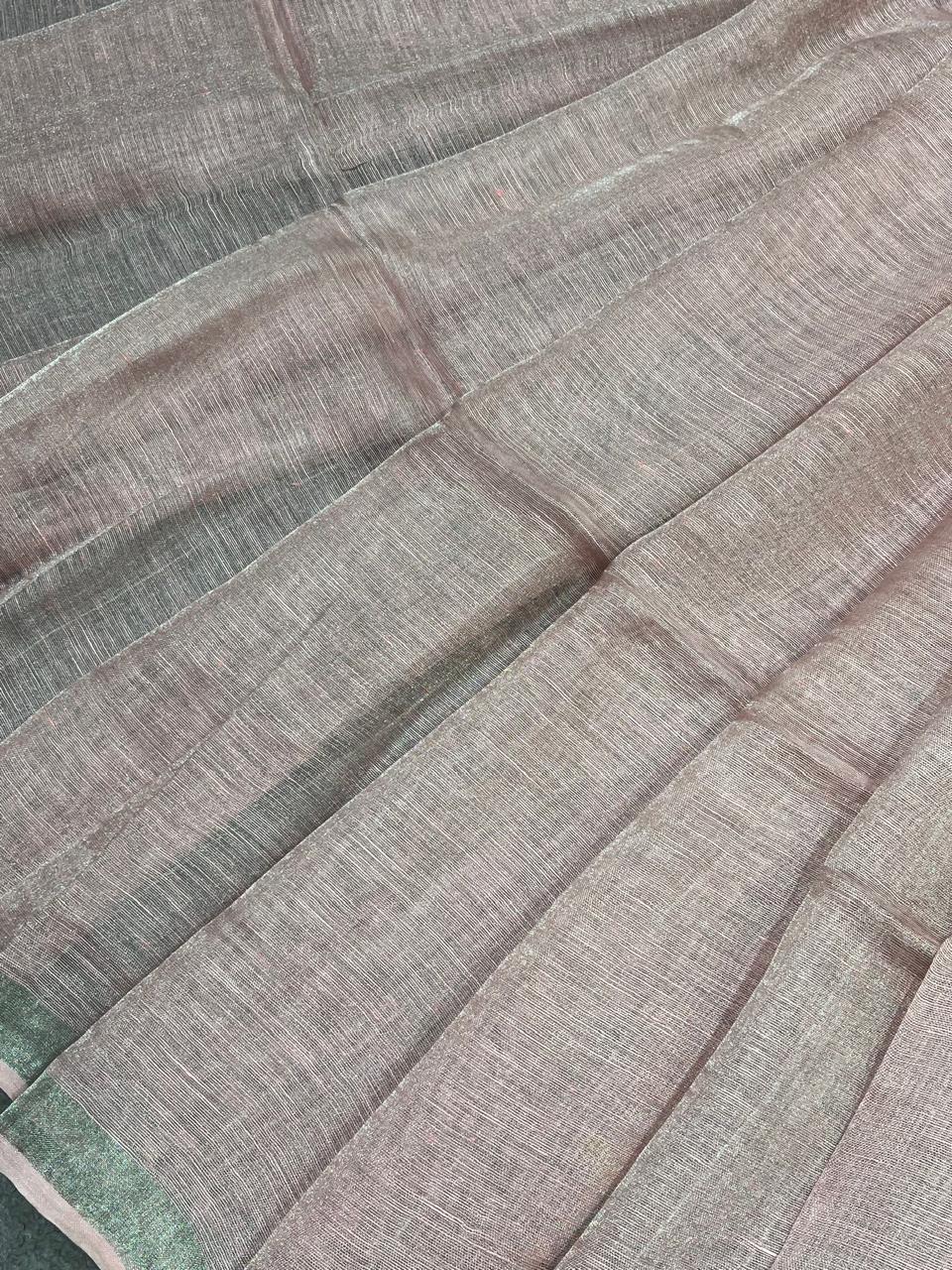 POWDER PINK TISSUE PURE HANDLOOM LINE SAREE