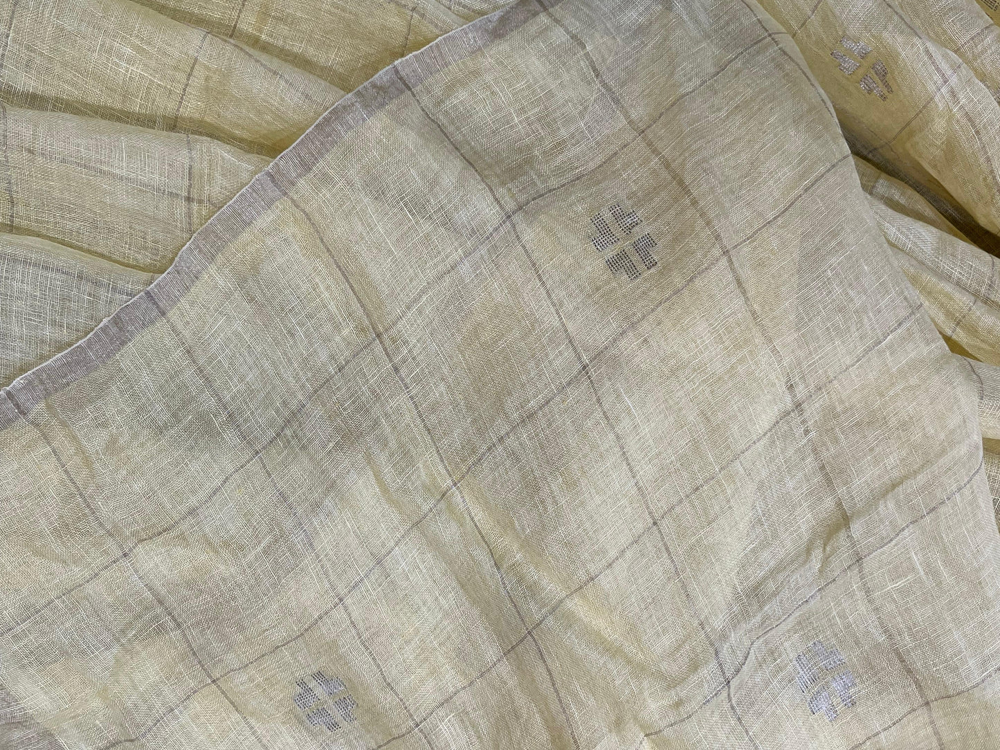 PASTEL YELLOW PURE HANDLOOM LINEN SAREE